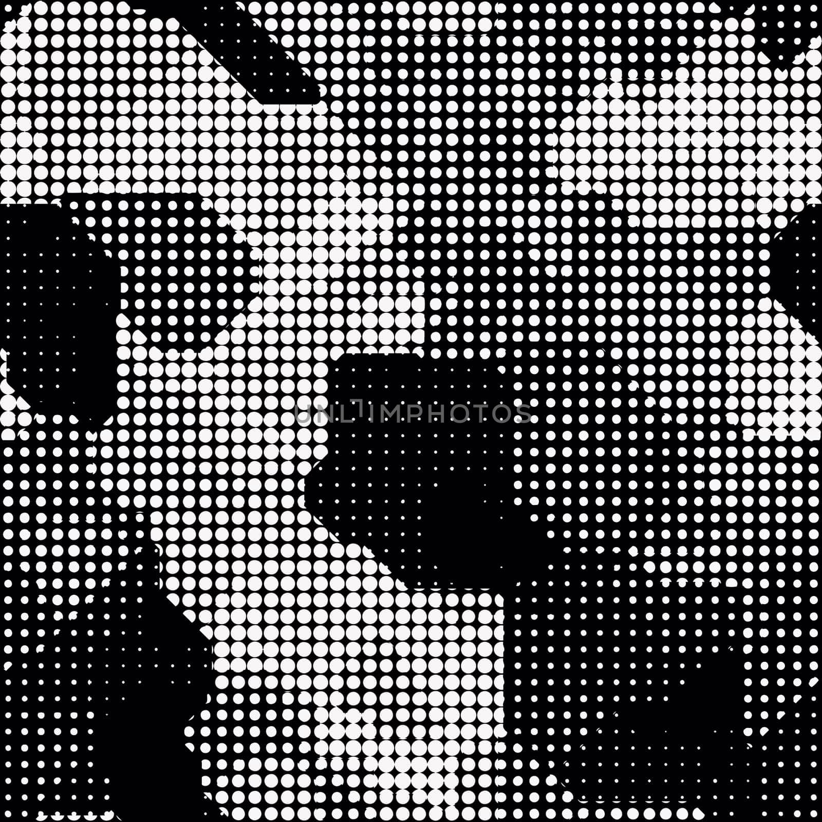 Modern seamless pattern with dots transition halftone in black and white
