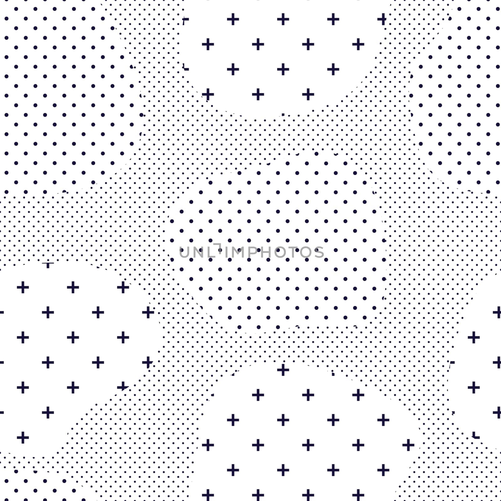 Modern seamless pattern with dots transition halftone in black and white