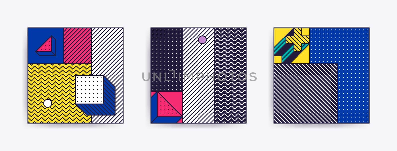 Big Collection with trendy backgrounds for your project, animation, advertisement, commercial banner, flyer, sale, frame. Simple poster, patches, badges in mix neo memphis, pop art style