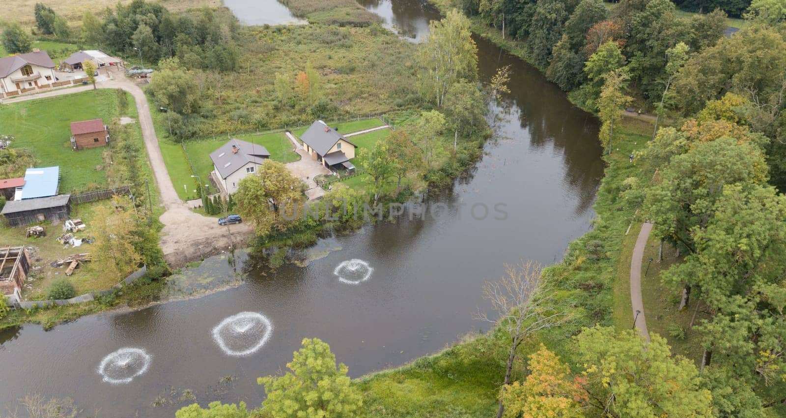 ruins of an ancient medieval castle Dobele Latvia Aerial drone top view
