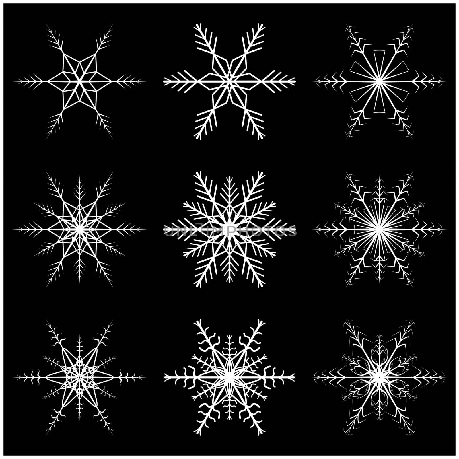 Snowflake vector symbol silhouette design. christmas winter icon  illustration isolated on the black background.