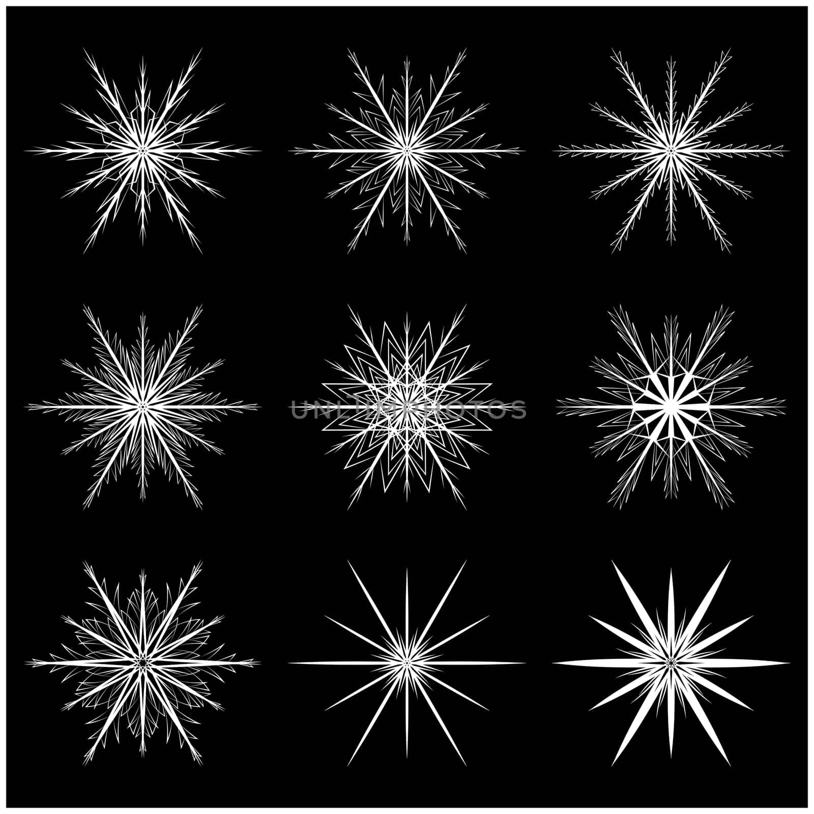 Snowflake silhouette icon, symbol, design. Winter, christmas vector illustration isolated on the black background.
