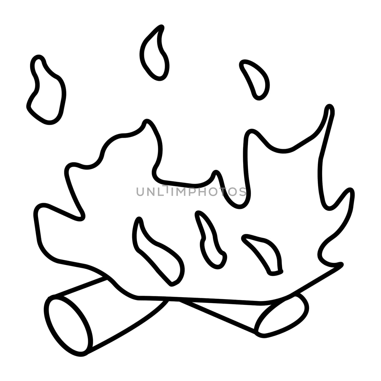 Fire outline symbol, icon  design. Vector illustration isolated on white background.