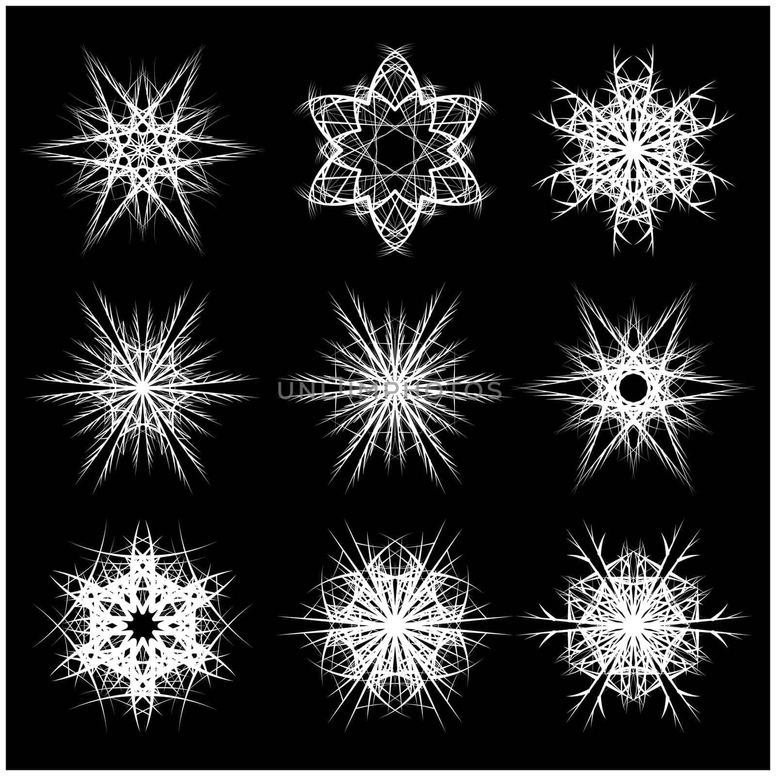 Snowflake silhouette icon, symbol, design. Winter, christmas vector illustration isolated on the black background.