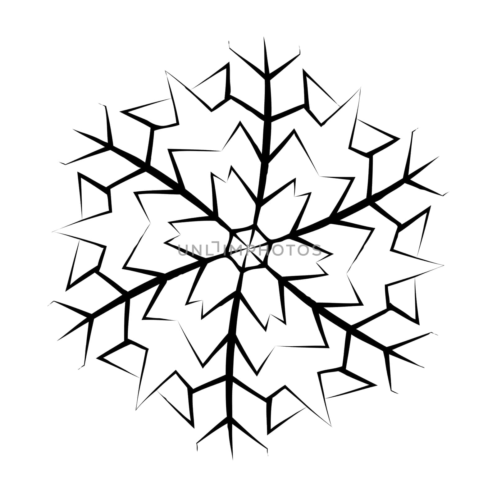 Snowflake silhouette icon, symbol, design. Winter, christmas vector illustration isolated on the white background.