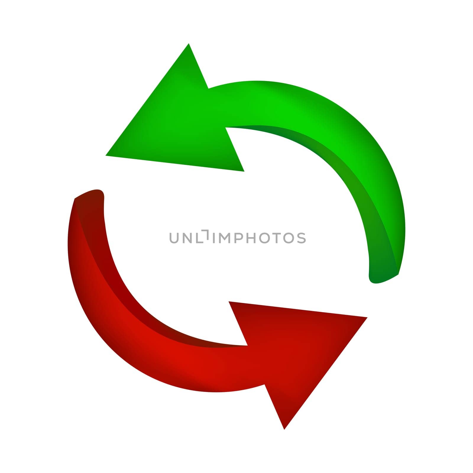 Arrow symbol, red, green icon clipart cycle business concept. Vector illustration isolated on white background.