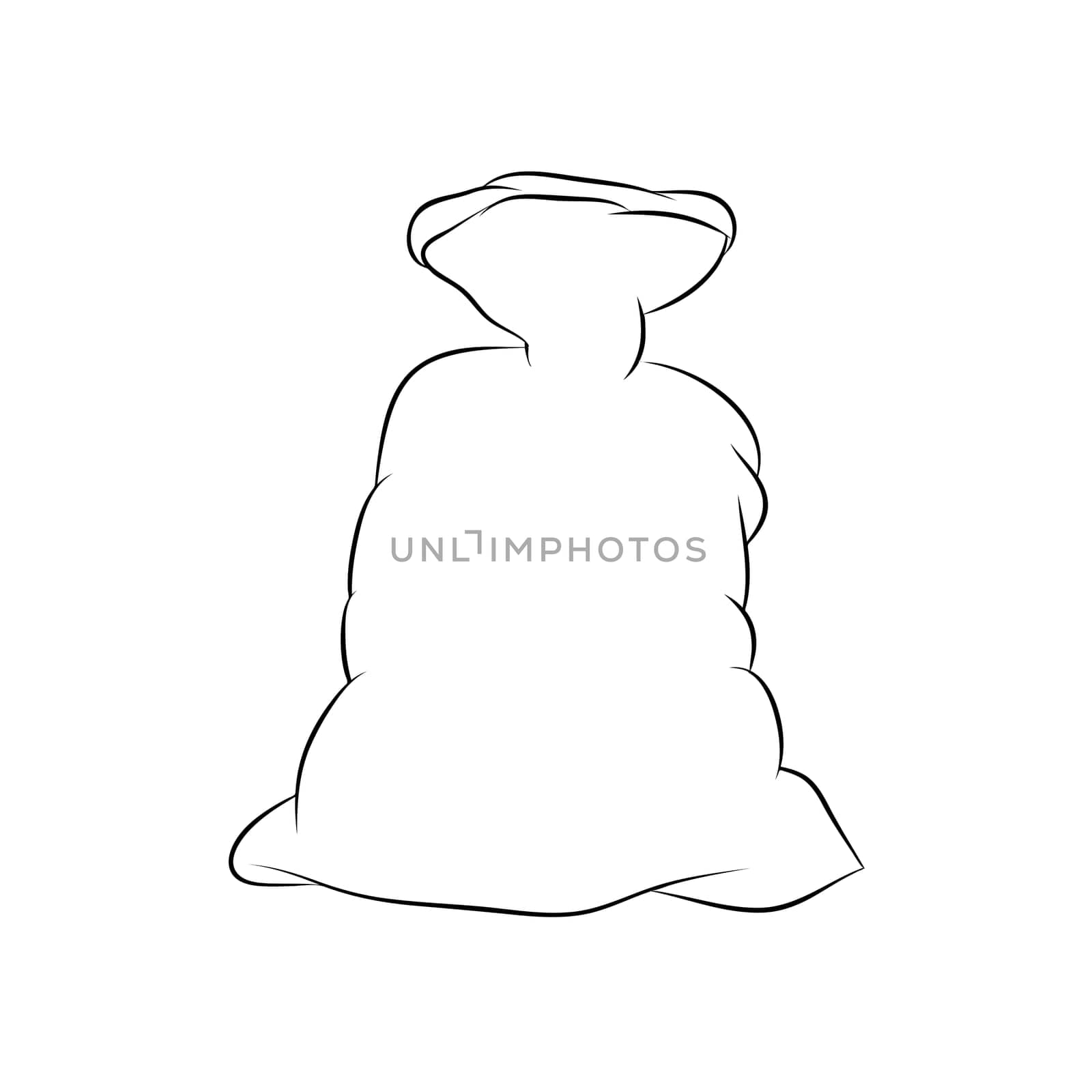 Santa bag, Christmas empty sack icon, symbol, design silhouette. Winter vector illustration isolated on white background.