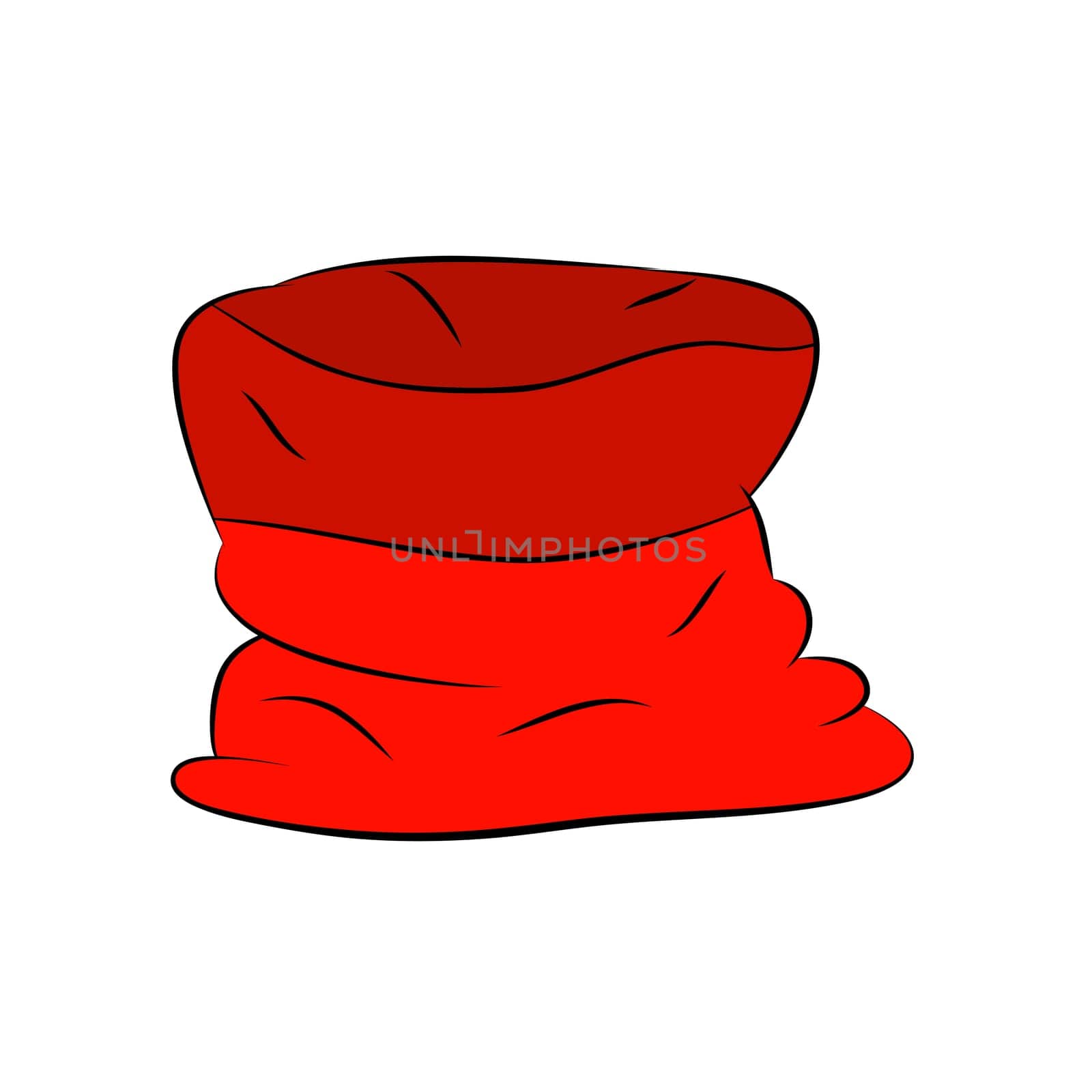 Santa bag, Christmas empty sack icon, symbol, design. Winter vector illustration isolated on white background.