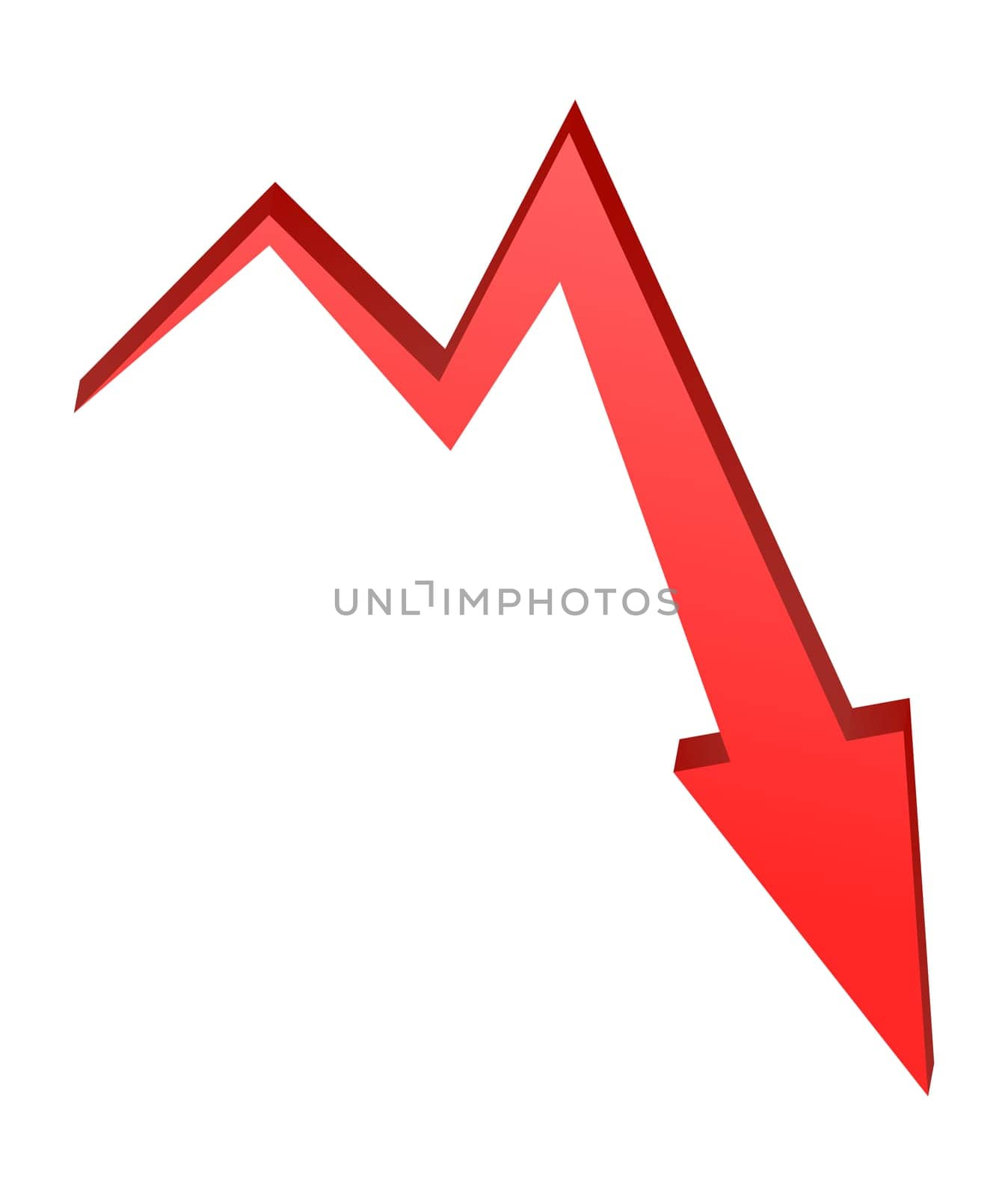 decrease Arrow symbol, red icon business concept. Vector illustration isolated on white background.