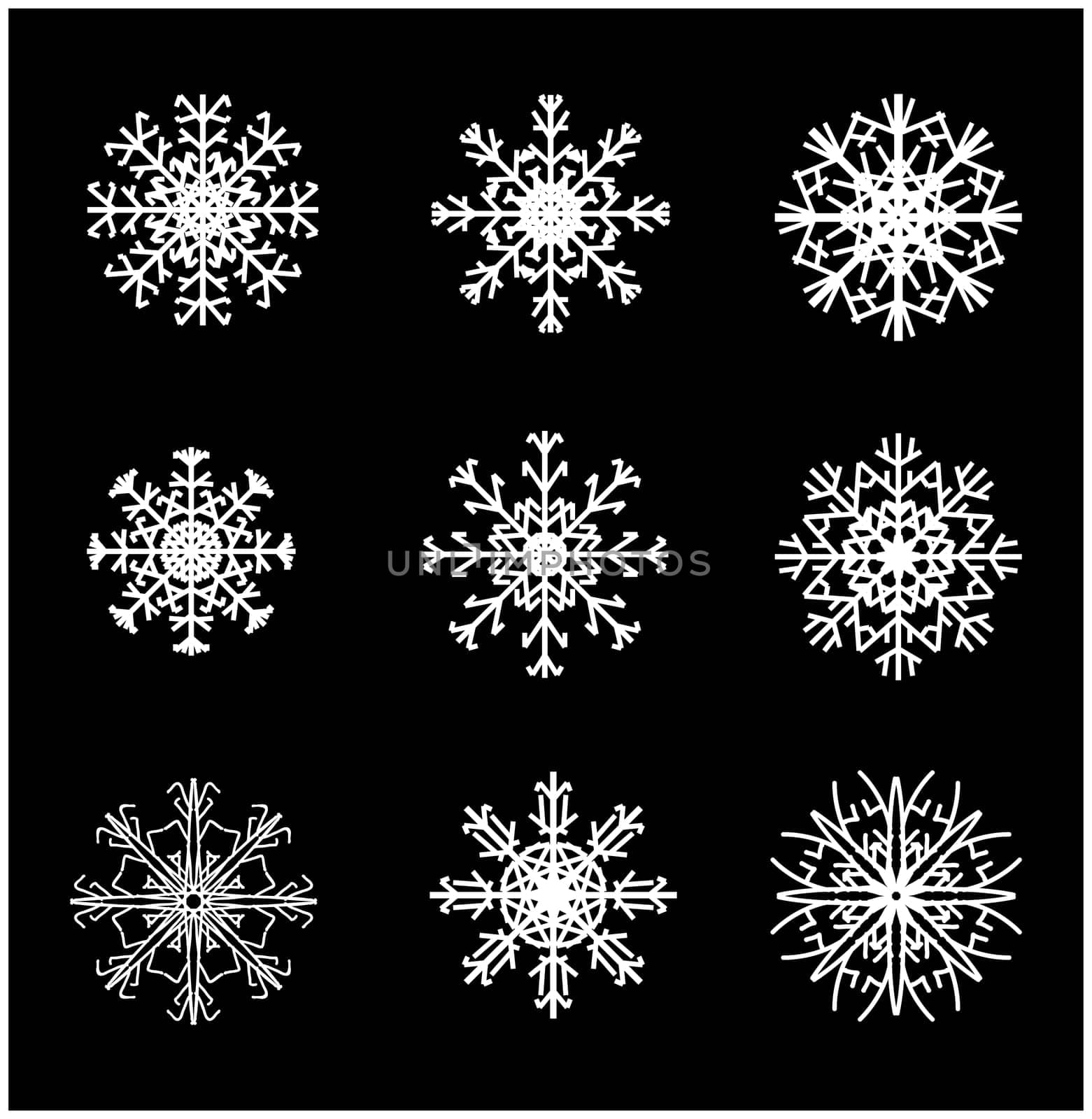 Snowflake silhouette icon, symbol, design. Winter, christmas vector illustration isolated on the black background.