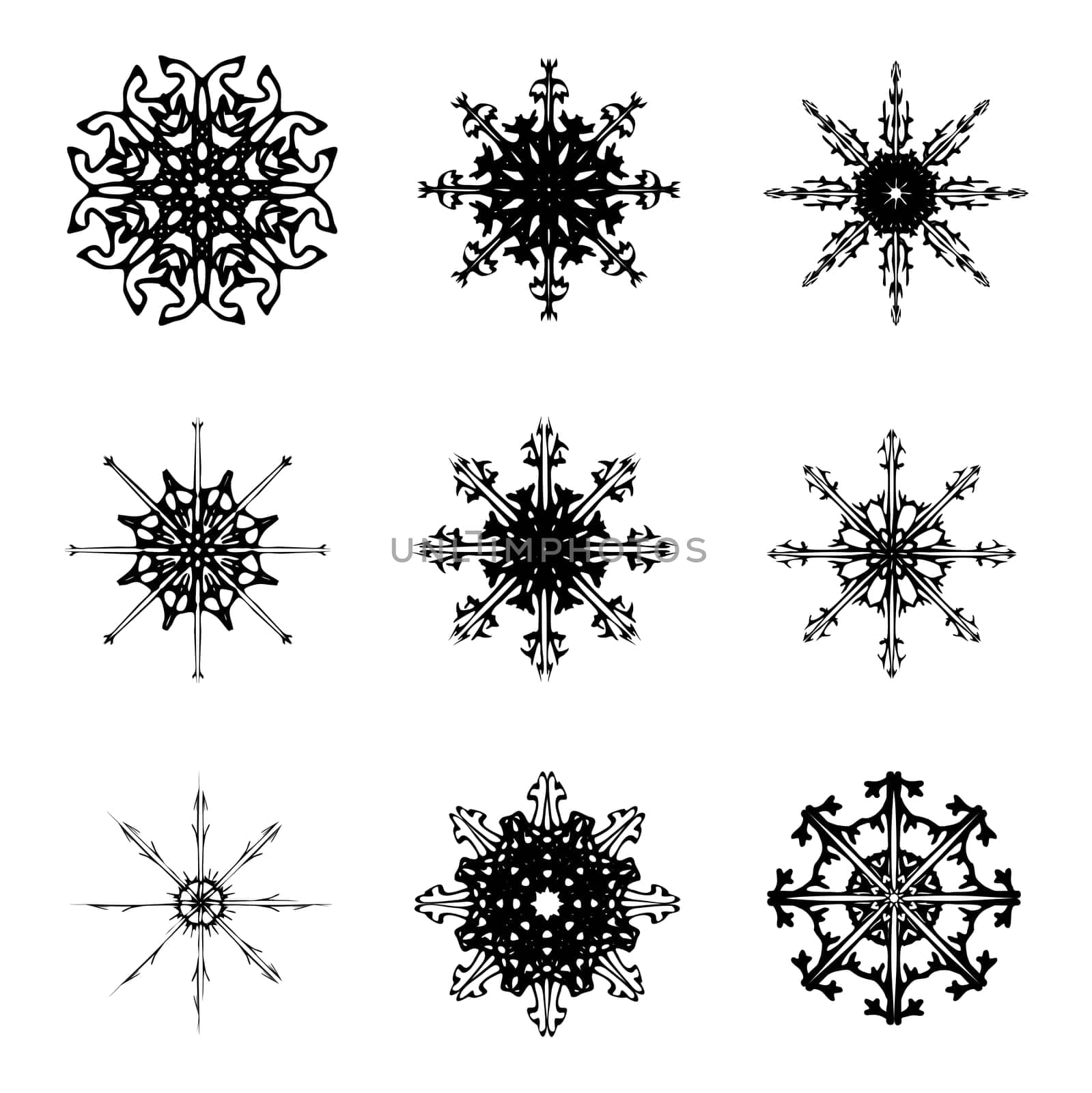 Snowflake silhouette icon, symbol, design. Winter, christmas vector illustration isolated on the white background.
