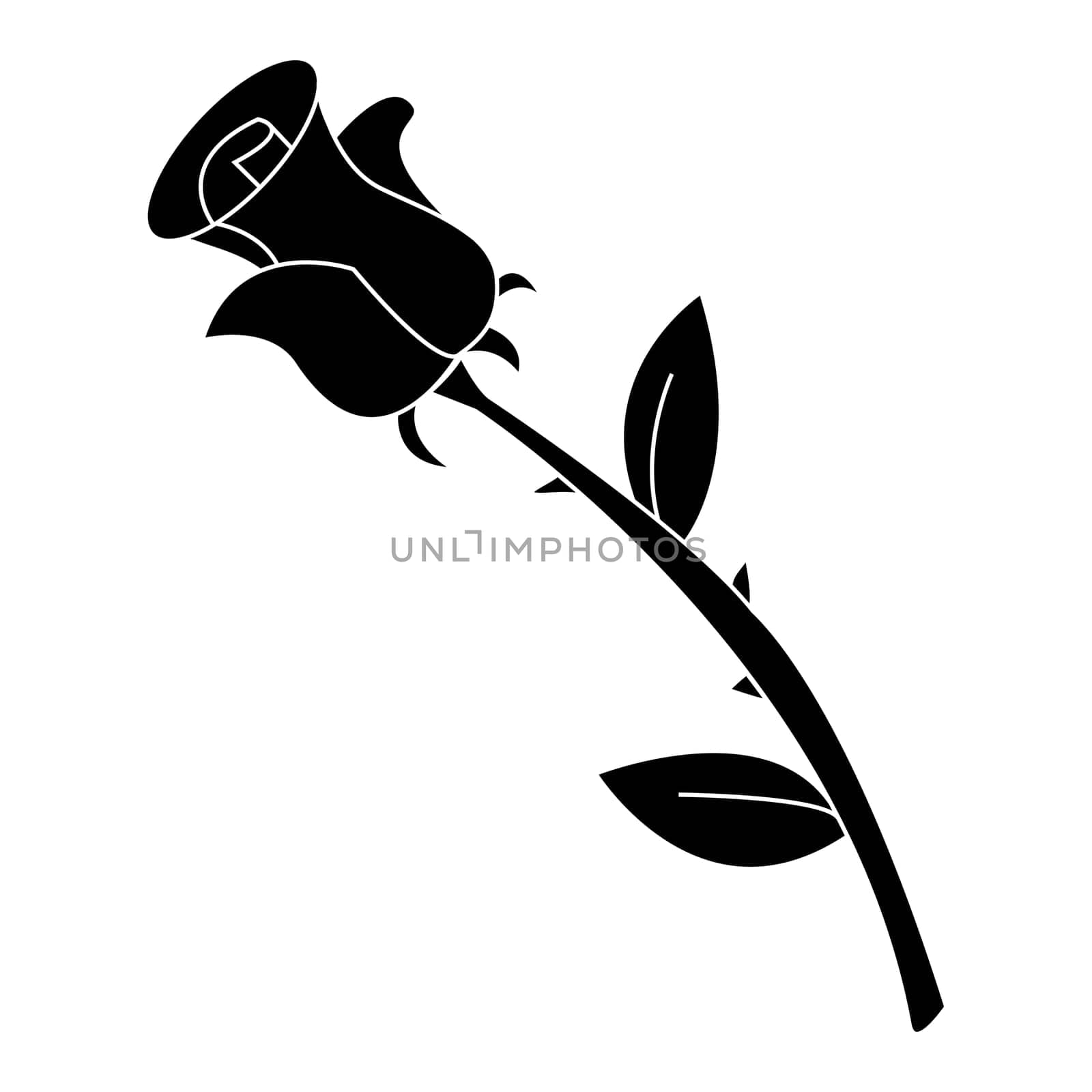 Image of silhouette rose. Vector illustration isolated on white background.