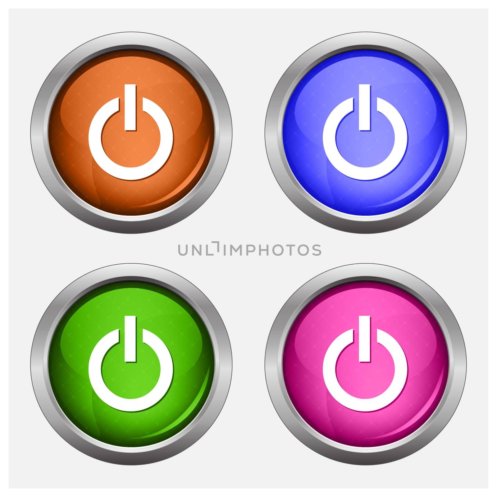 Set of isolated turn on, off glossy vector web buttons. Beautiful internet buttons.