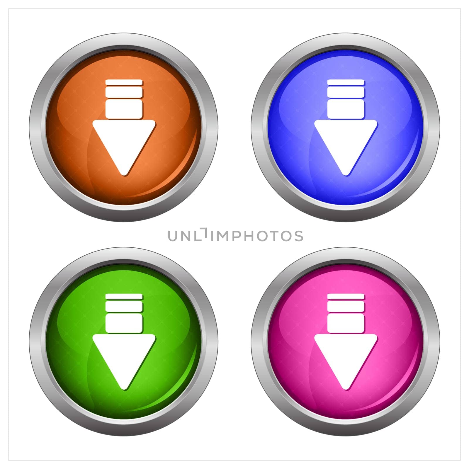 Set of isolated download glossy vector web buttons. Beautiful internet buttons.