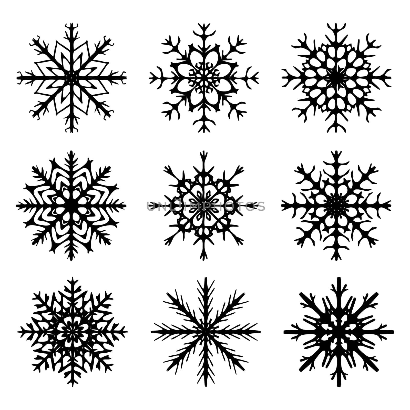 Snowflake silhouette icon, symbol, design. Winter, christmas vector illustration isolated on the white background.