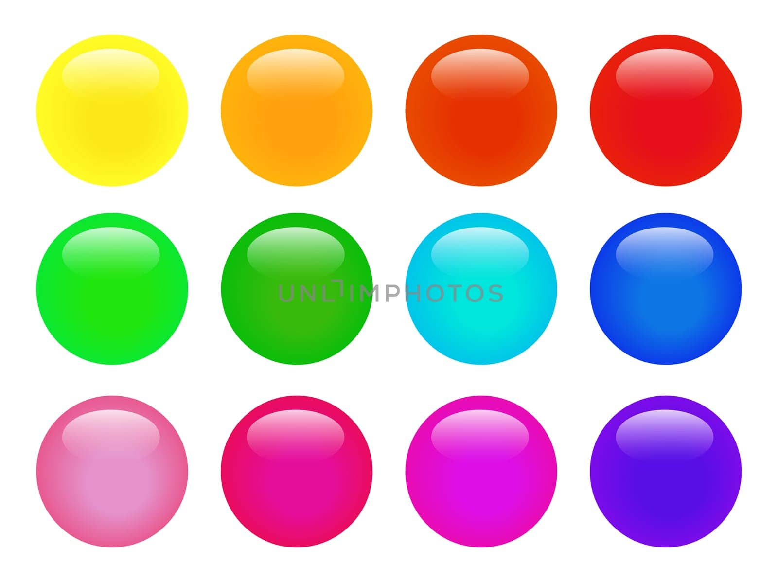 Set of colorful isolated glossy vector web buttons. Beautiful internet buttons on white background.
