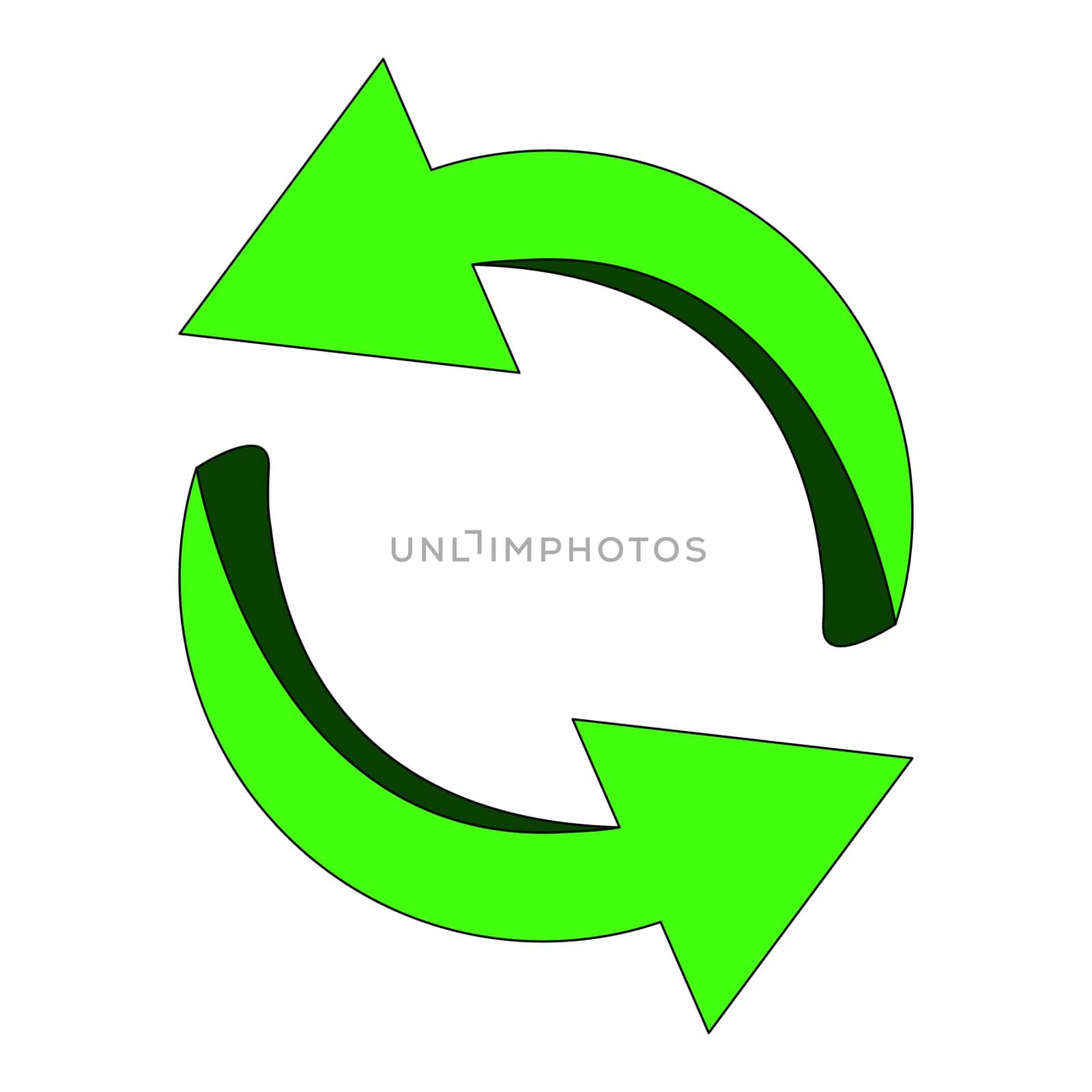 Recycle green Arrow symbol, icon business ecology concept. Vector illustration isolated on white background.