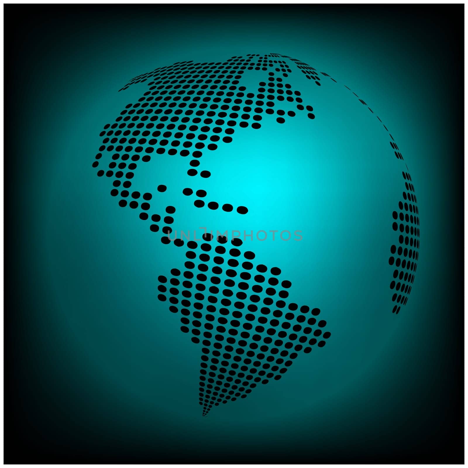 globe earth world map - abstract dotted vector background.  Blue wallpaper illustration