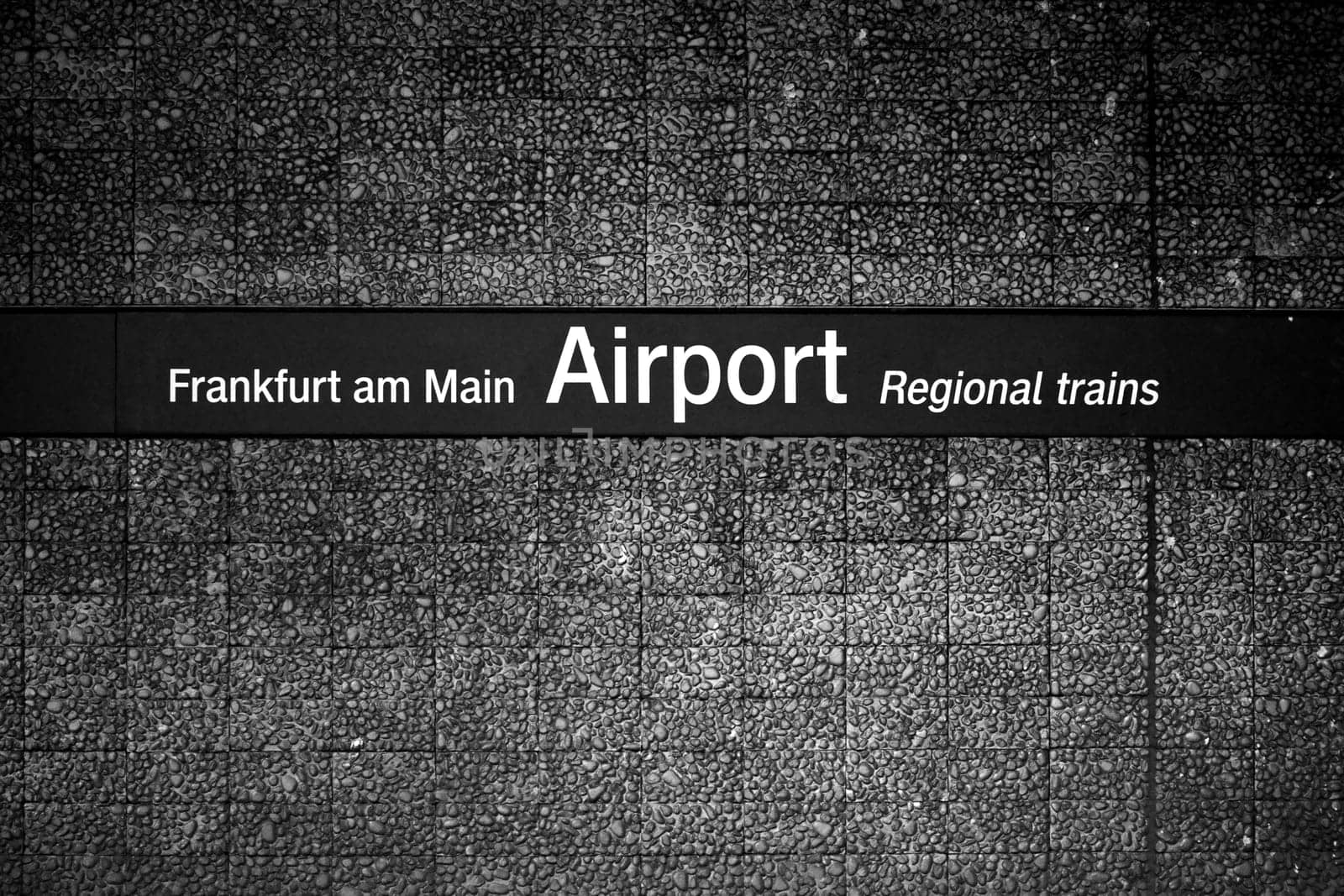 Frankfurt,Germany - September 09,2017: The sign of the stop Frankfurt am Main Airport Regional trains on September 09,2017 in Frankfurt.