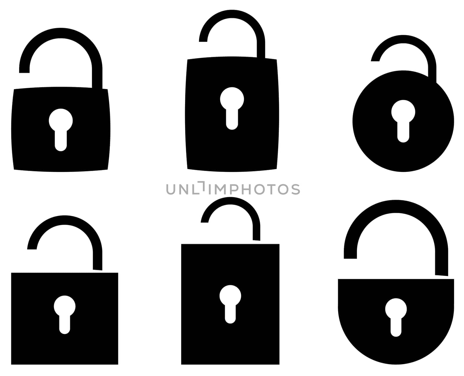 Vector  icon opened padlock set
