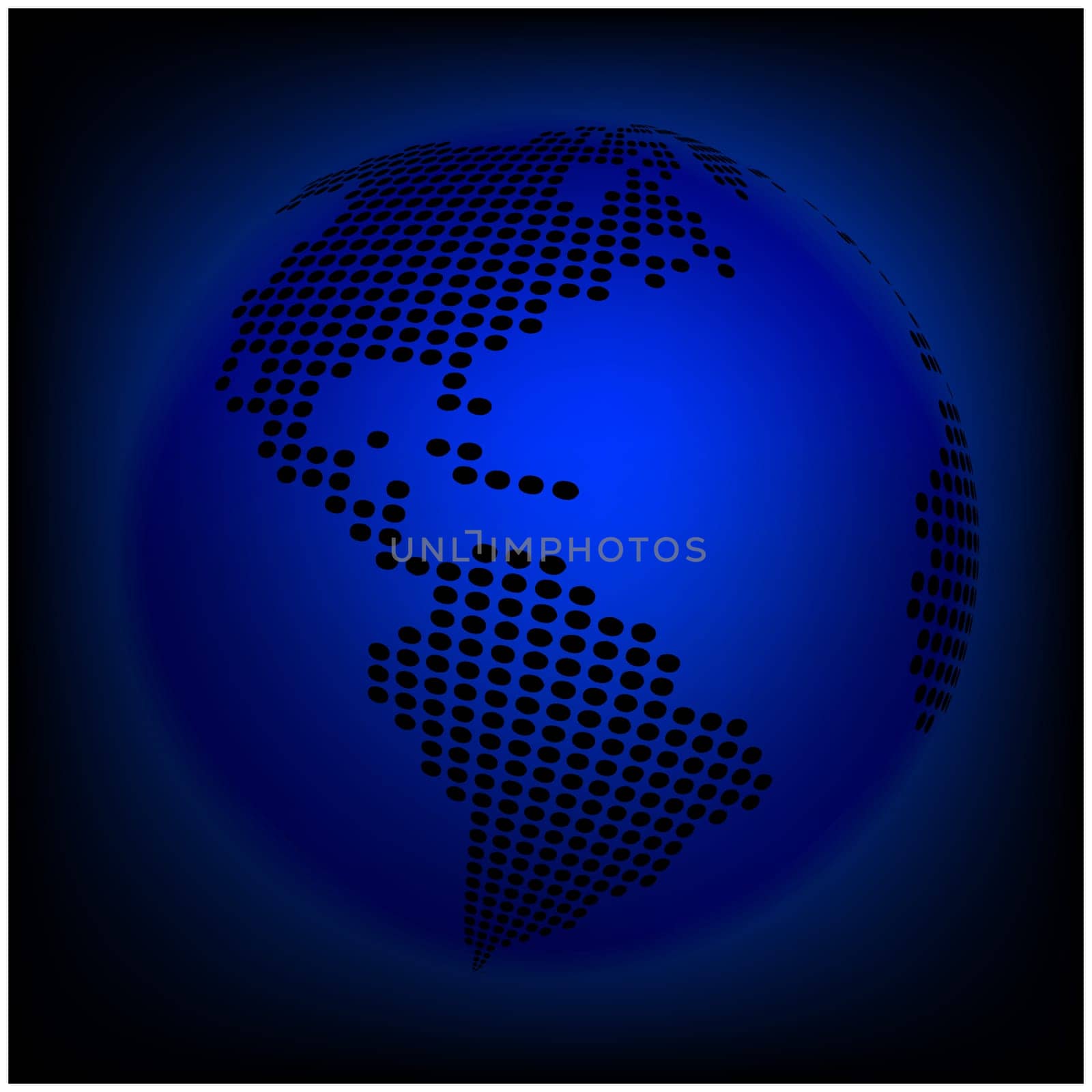 globe earth world map - abstract dotted vector background.  Blue wallpaper illustration