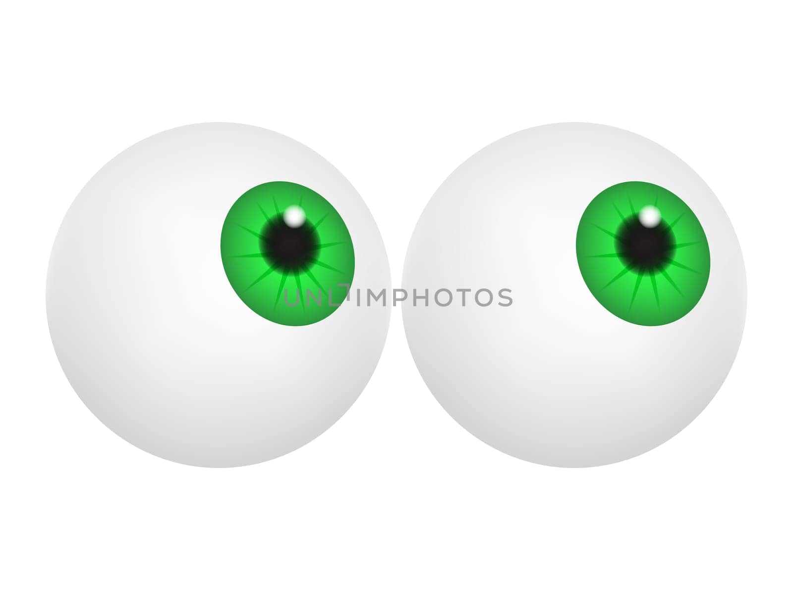 Eyeball with green pupil, iris. Realistic human body part set. Vector illustration isolated on white background.