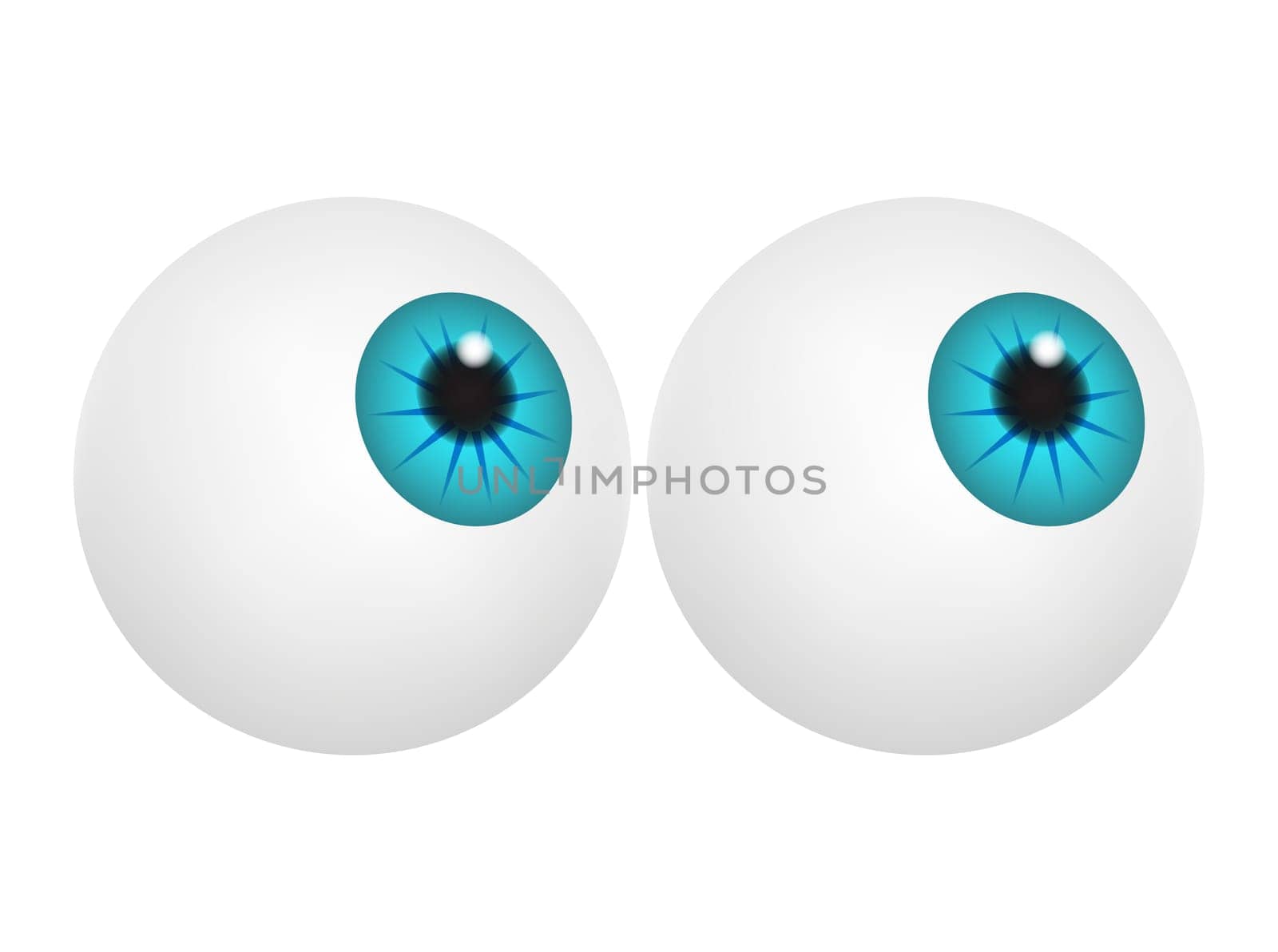 Eyeball with blue pupil, iris. Realistic human body part set. Vector illustration isolated on white background.