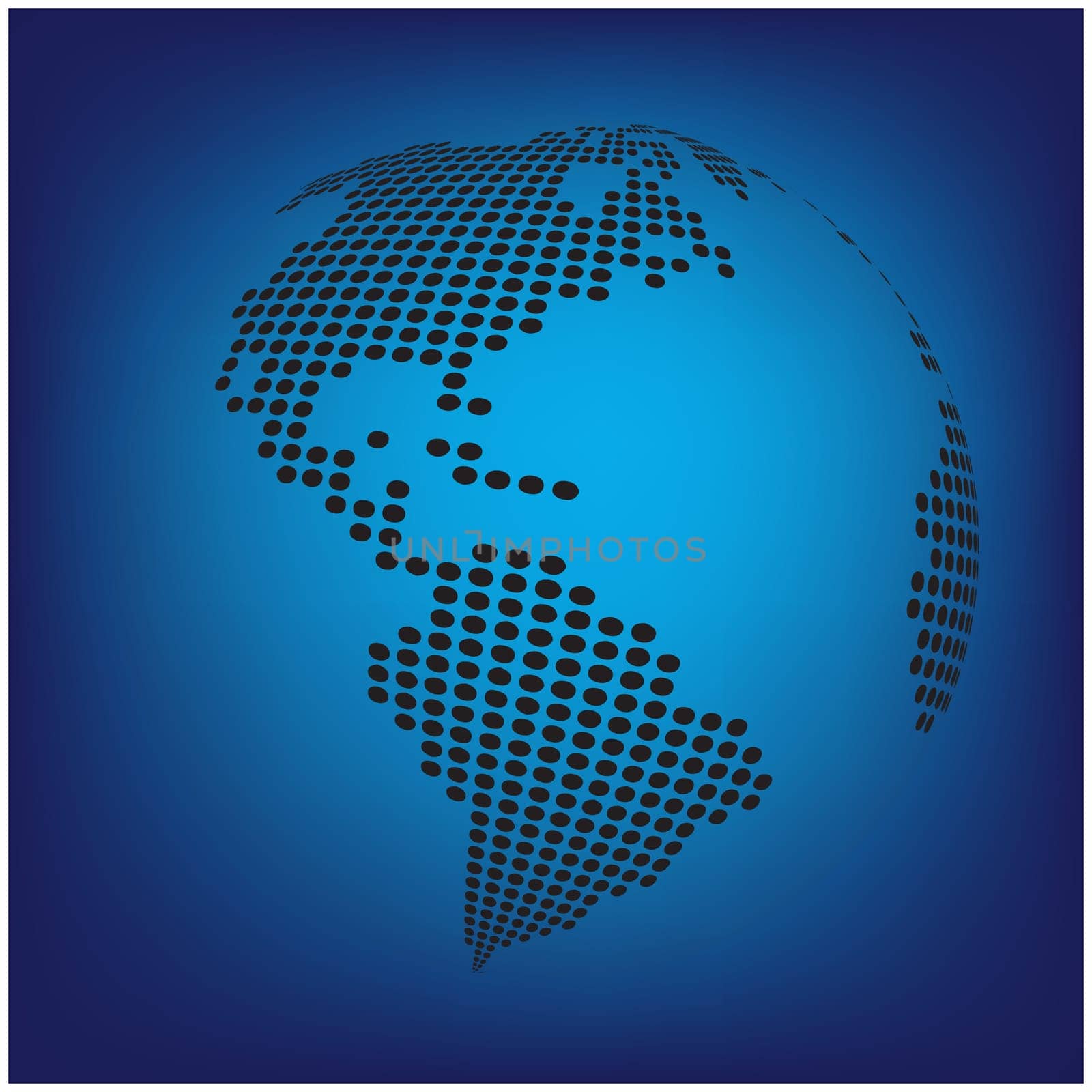 globe earth world map - abstract dotted vector background.  Blue wallpaper illustration