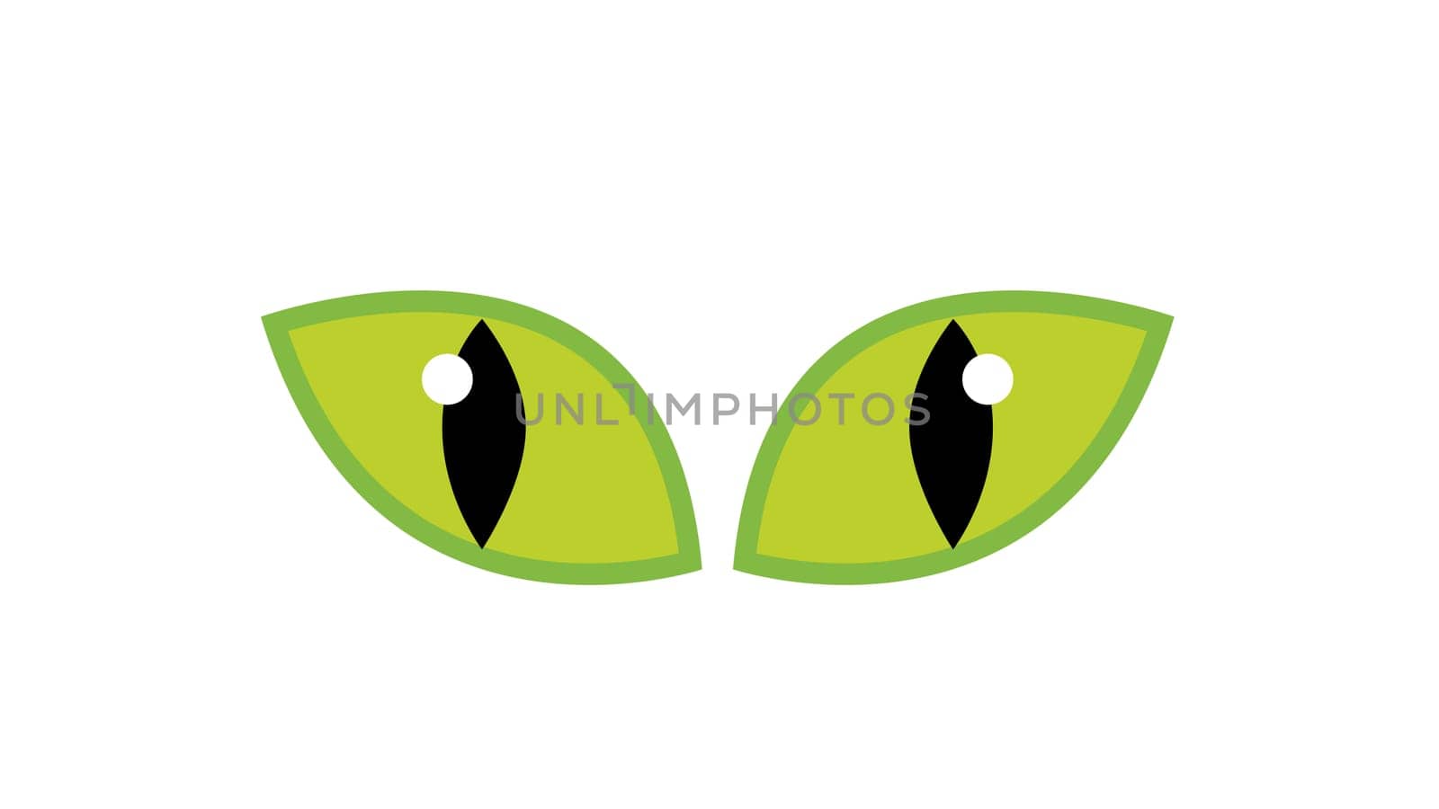 Halloween green spooky eyes vector isolated on white background. Illustration of Evil, dangerous, wild angry cat iris cartoon