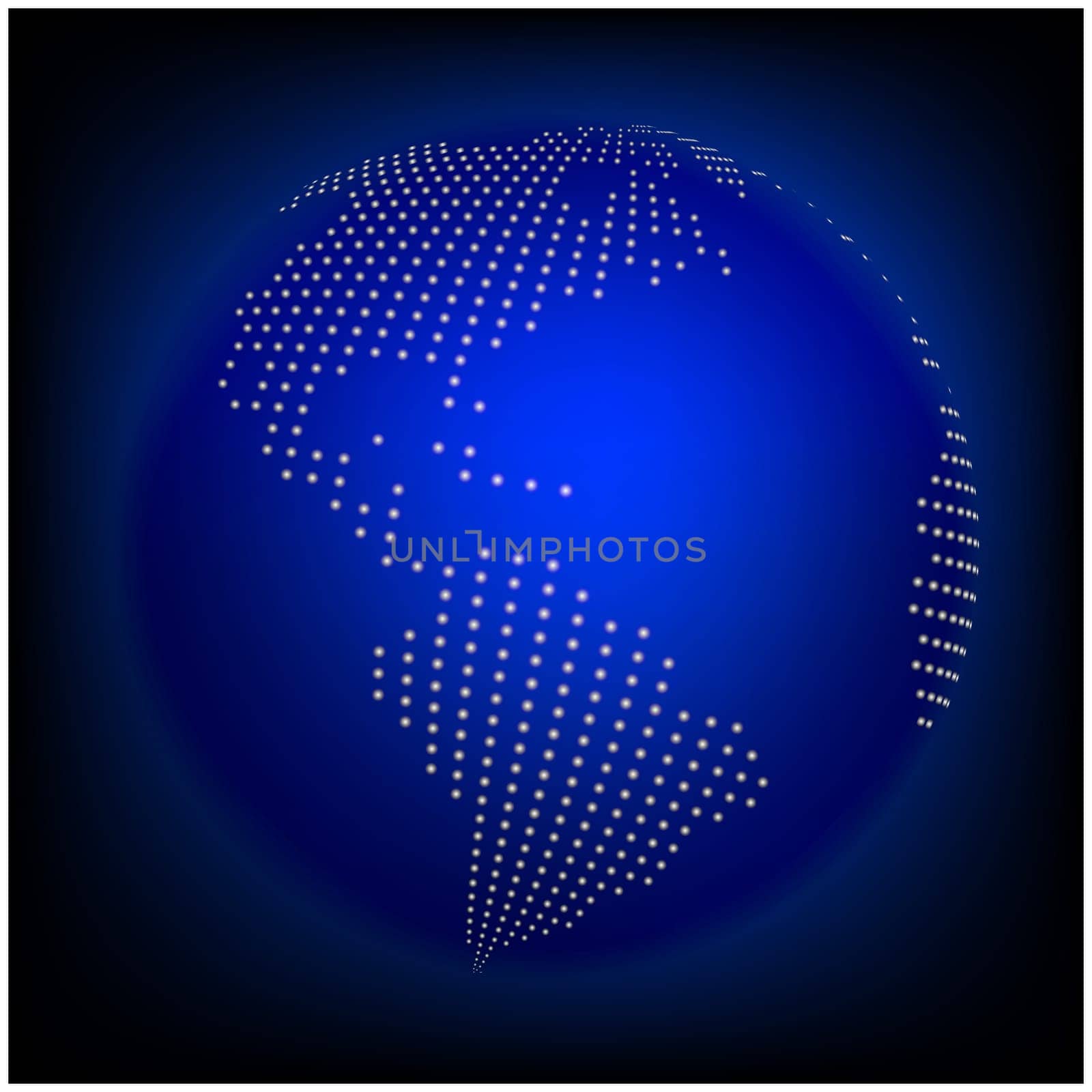 globe earth world map - abstract dotted vector background.  Blue wallpaper illustration