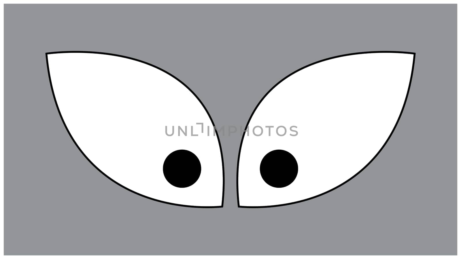 Eyes cartoon vector illustration isolated on grey background. Simple face element.