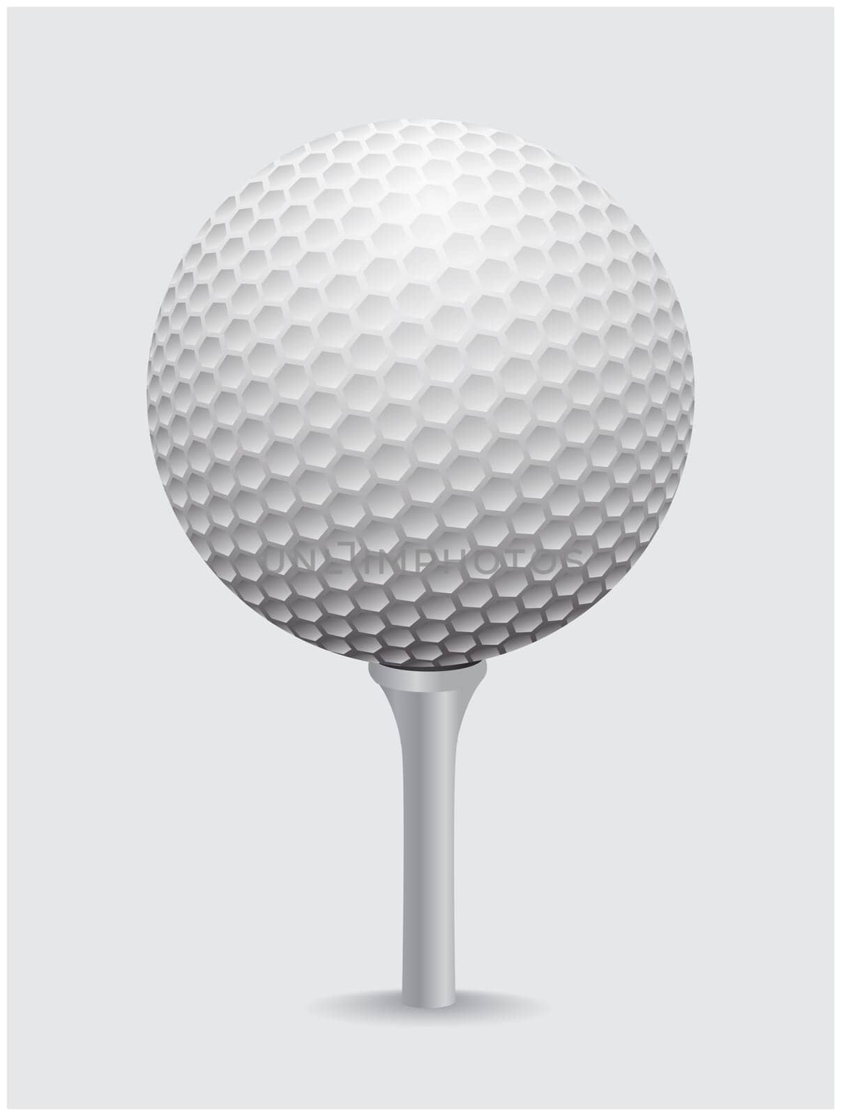 Golfball realistic vector. Image of single golf equipment on cone ball illustration isolated on grey background.