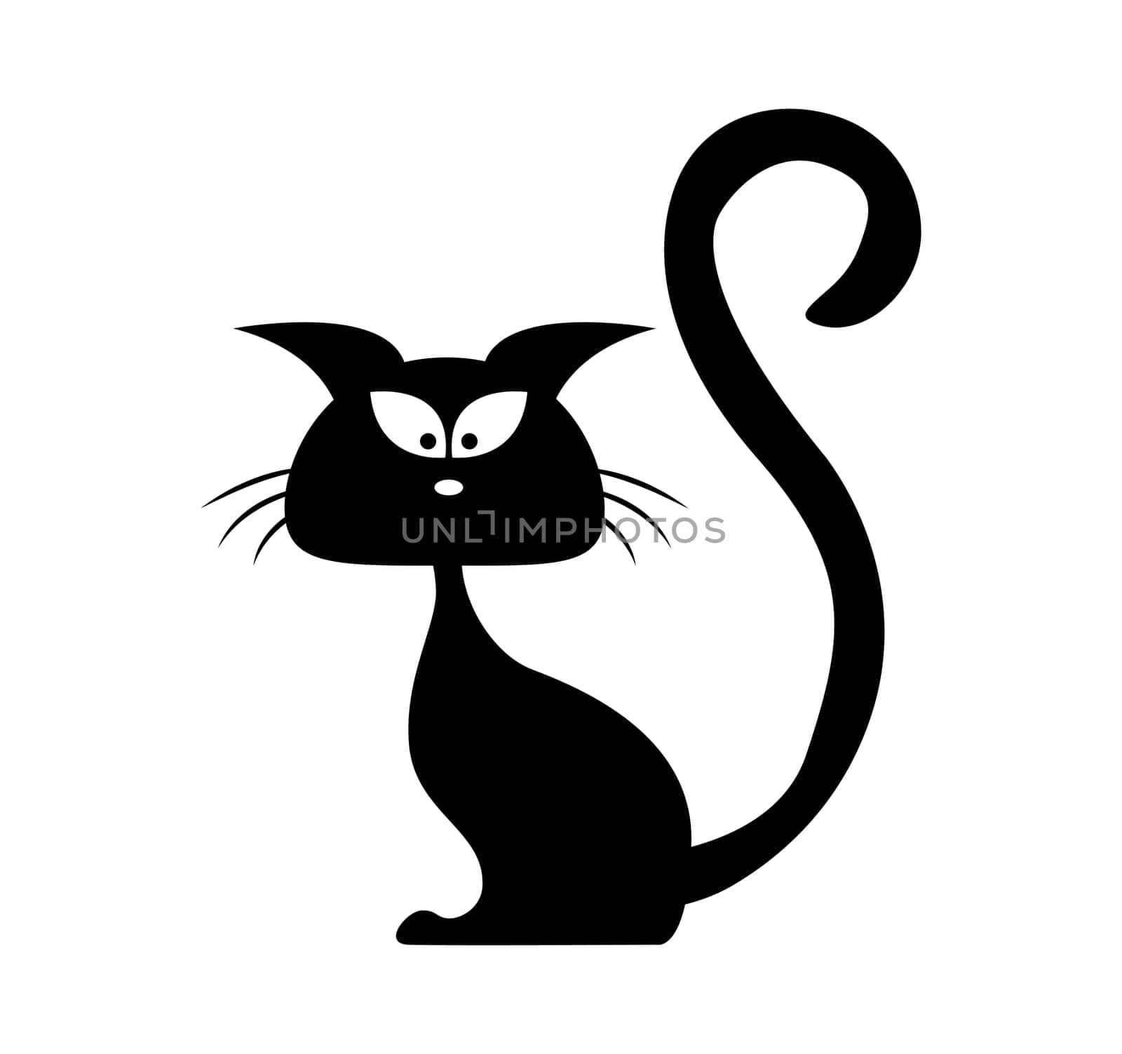 Halloween black cat vector silhouette. Cartoon clipart Illustration isolated on white background