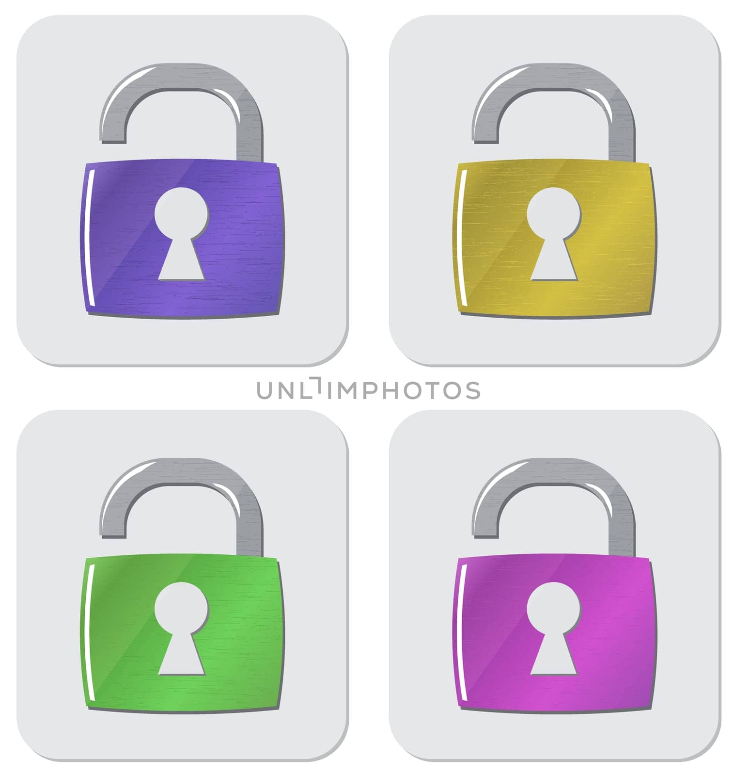Vector  icon opened padlock set
