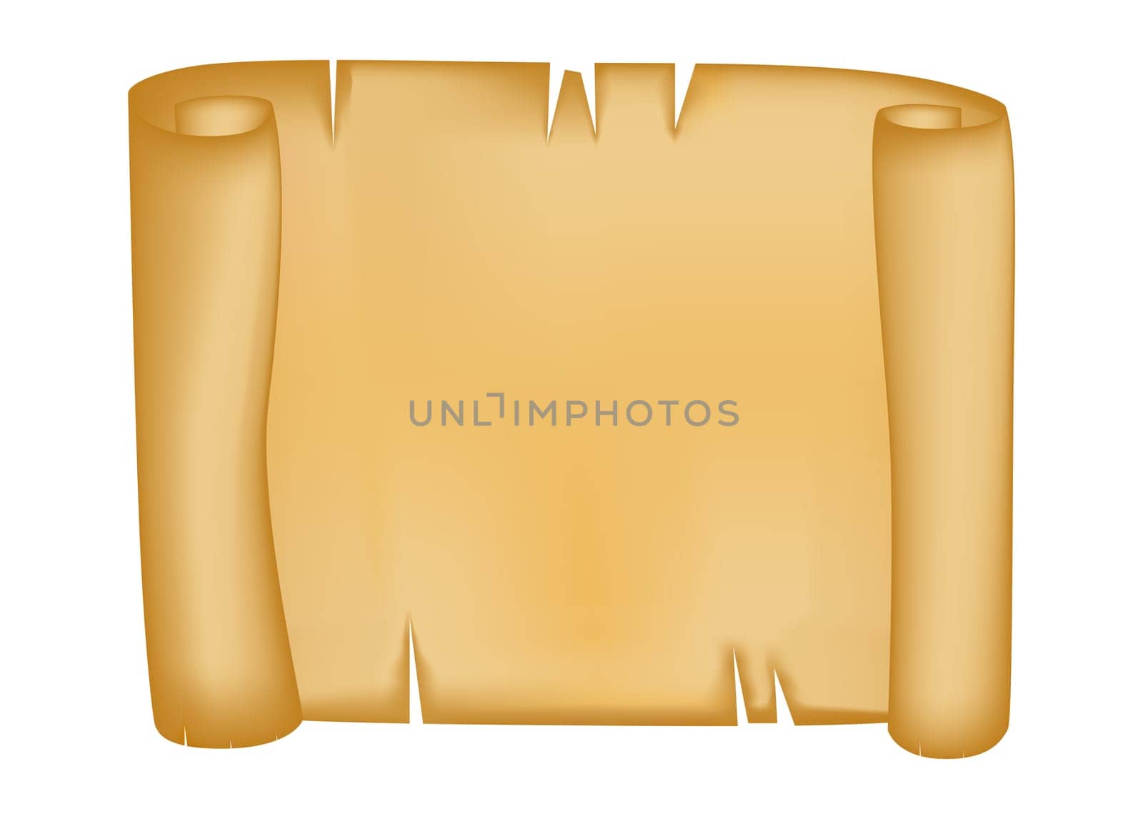 Paper scroll vector isolated on white background. Empty parchment rolled up scroll, old paper sheet texture. Created with gradient mesh.