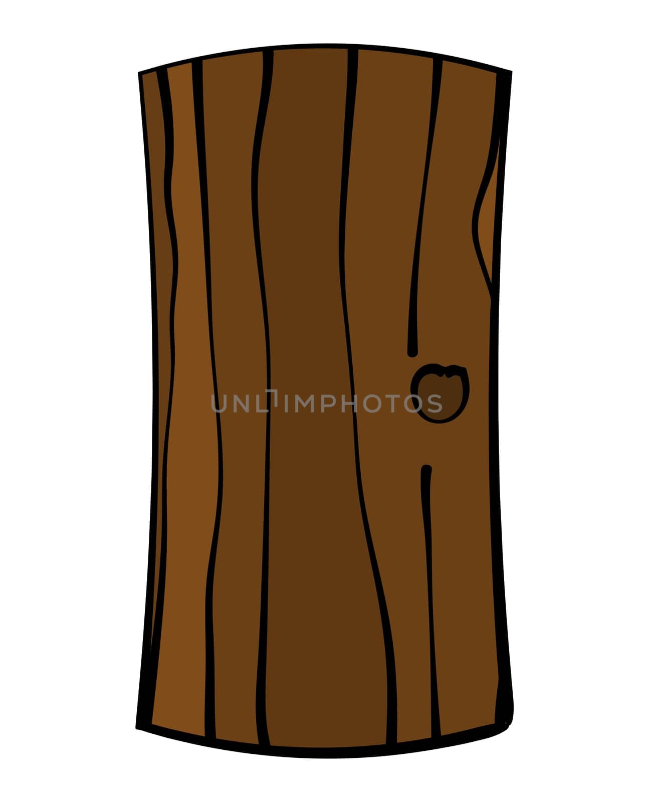 Image of old, ruined wooden door, gate. Witches house door. Vector illustration isolated on white background.