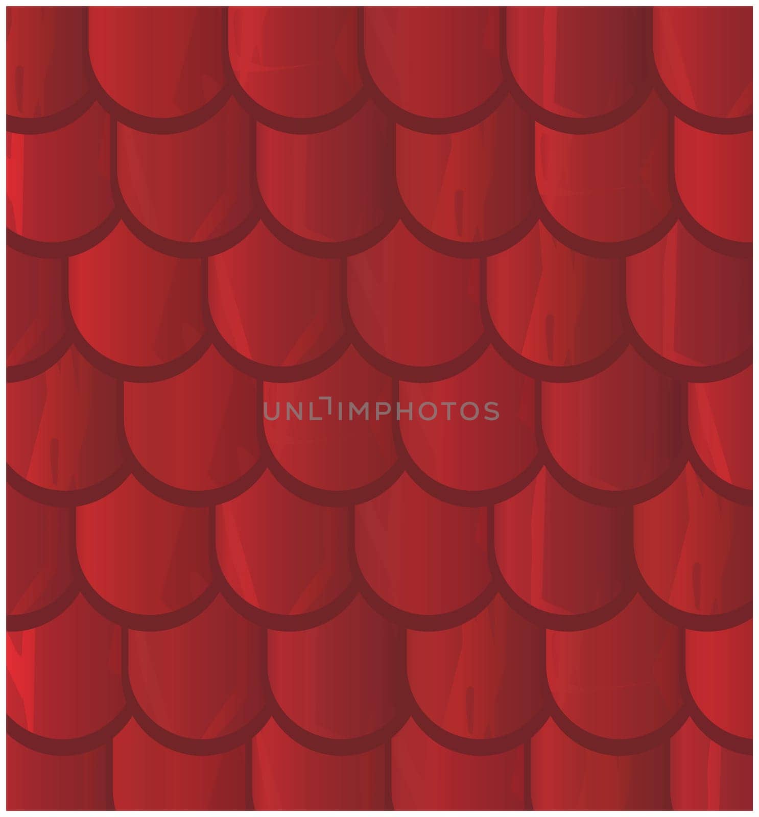 Vector texture illustration of Seamless red clay roof tiles, slate.
