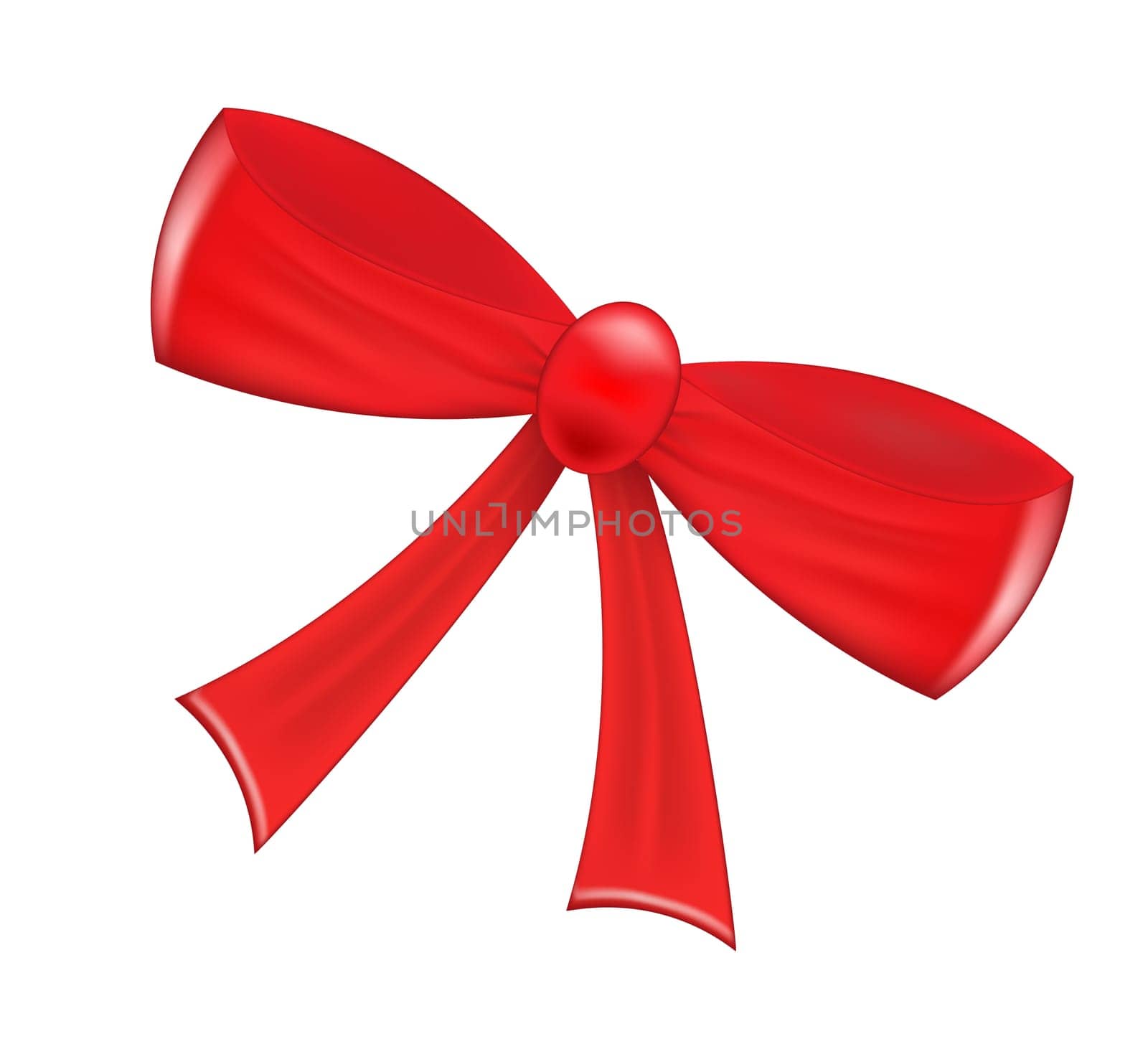 Red realistic  ribbon bow isolated on white background. Vector illustration