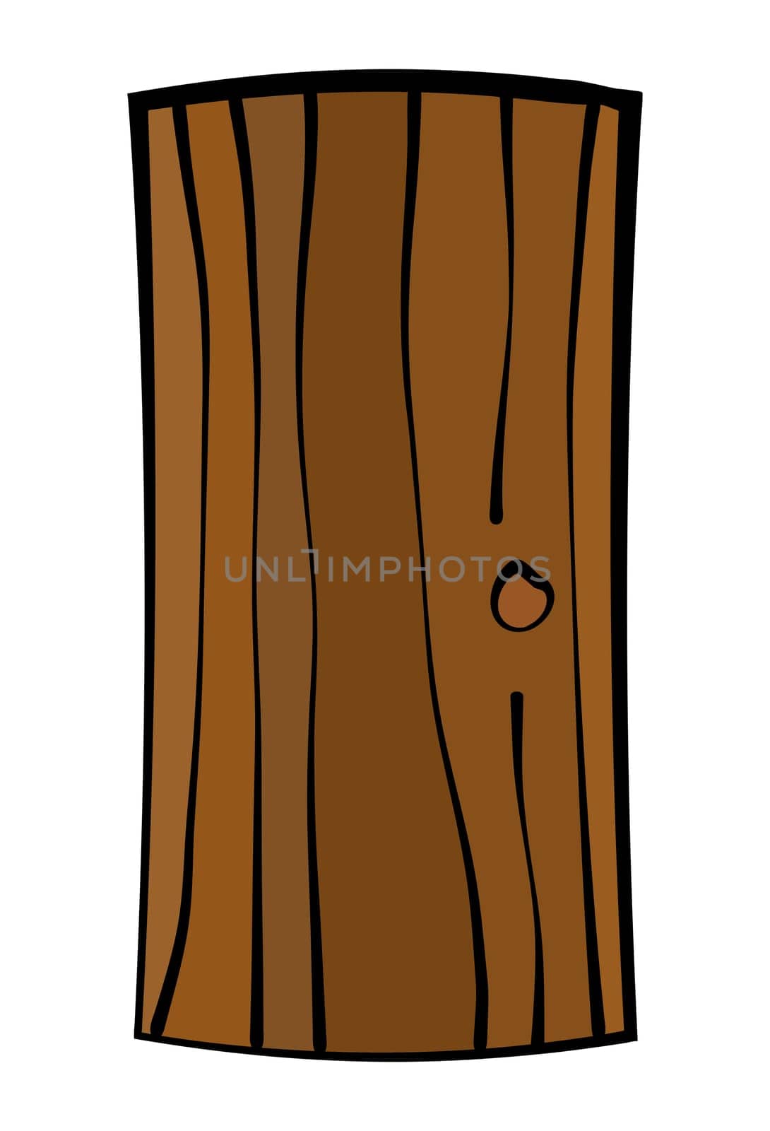Image of old, ruined wooden door, gate. Witches house door. Vector illustration isolated on white background.