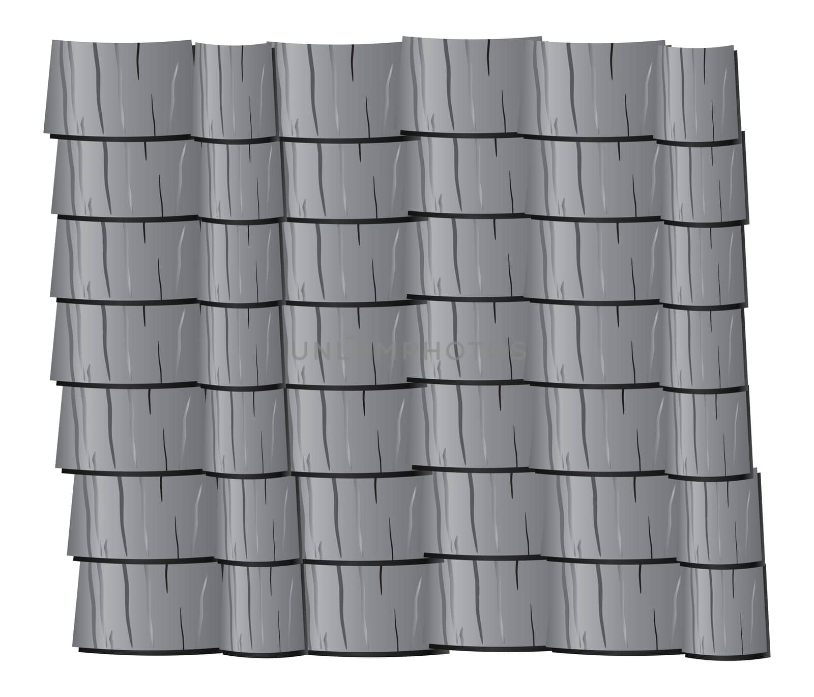 Vector texture illustration of grey  clay roof tiles, slate.