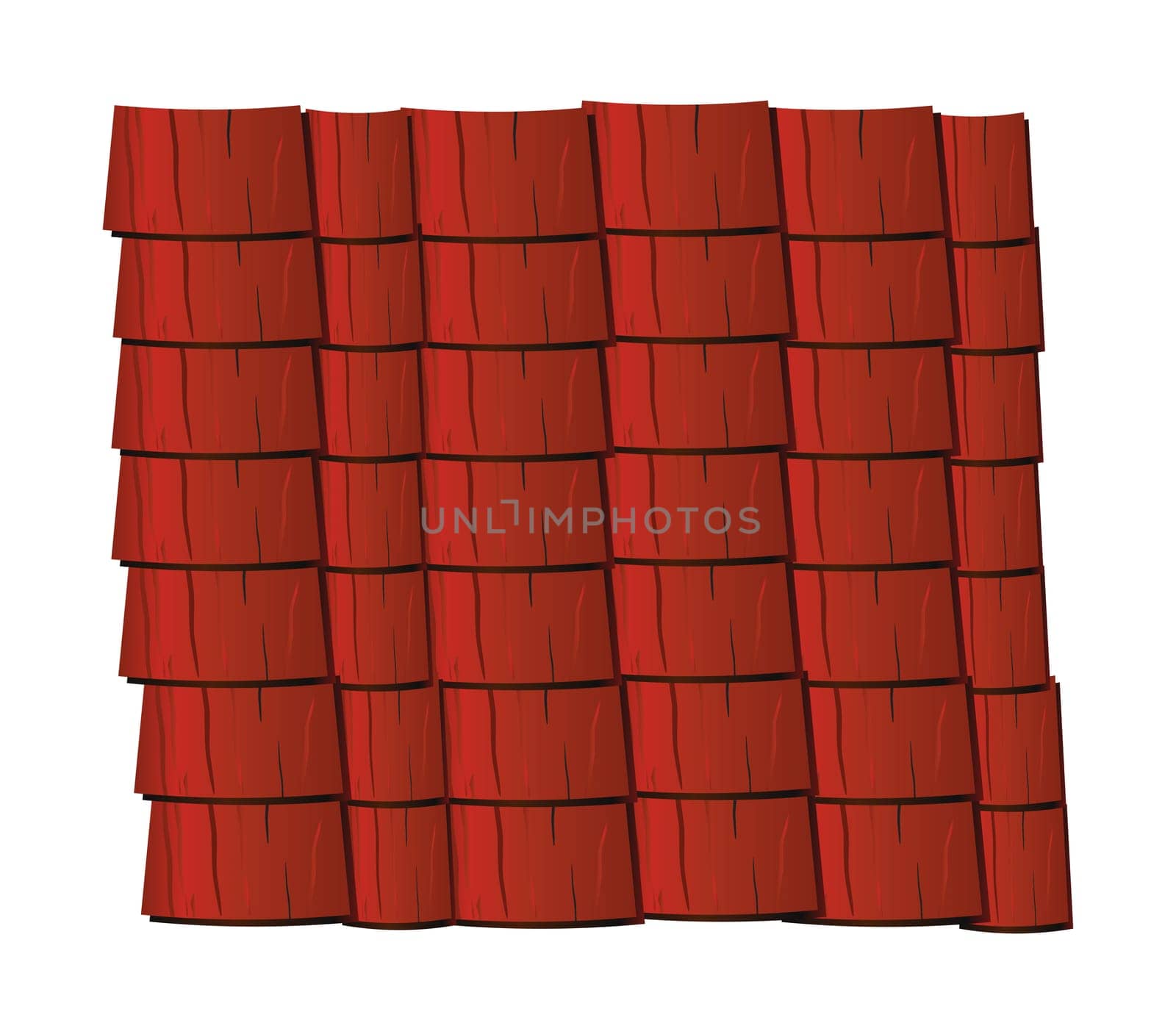 Vector texture illustration of red clay roof tiles, slate.