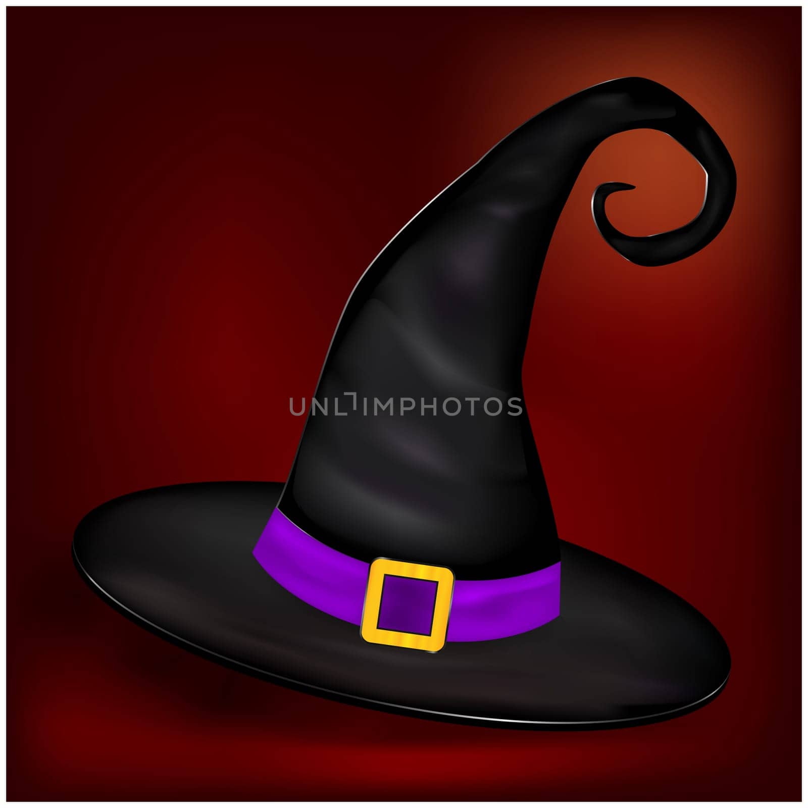 Vector picture of Halloween realistic witches hat. Illustration on nice background
