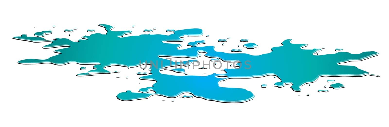 The puddle of water spill isolated over the white background