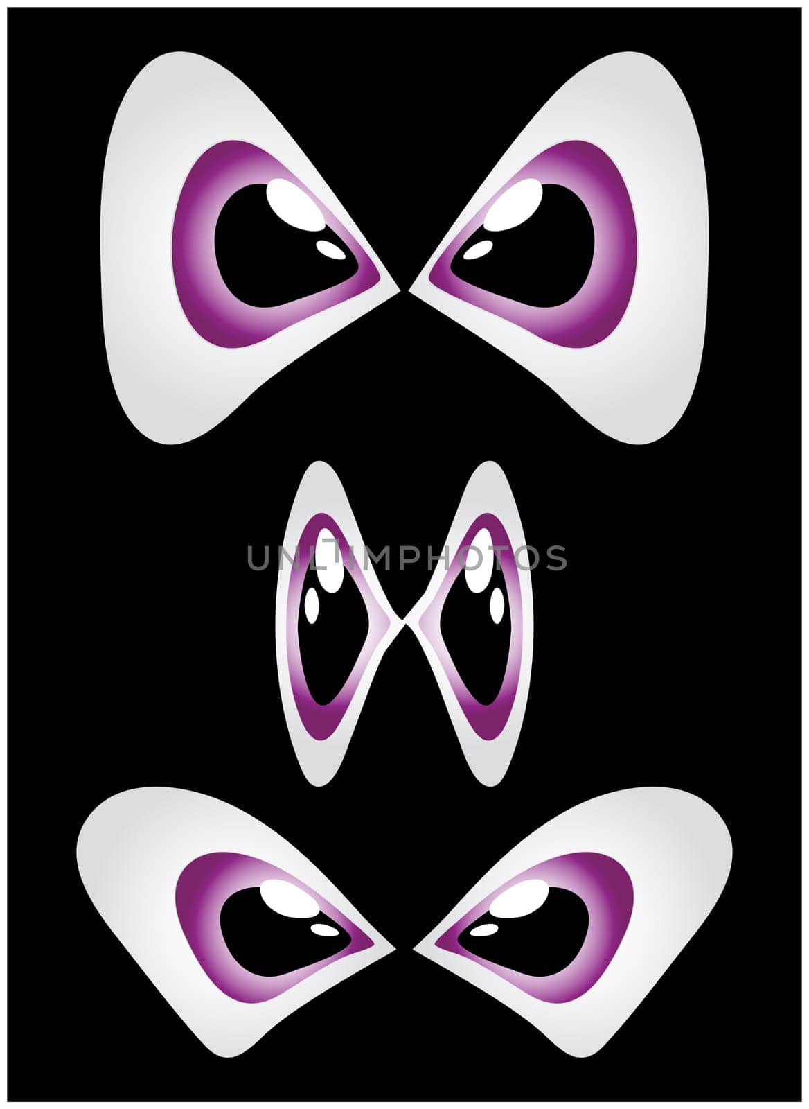 Vector cartoon eyes set isolated on black background