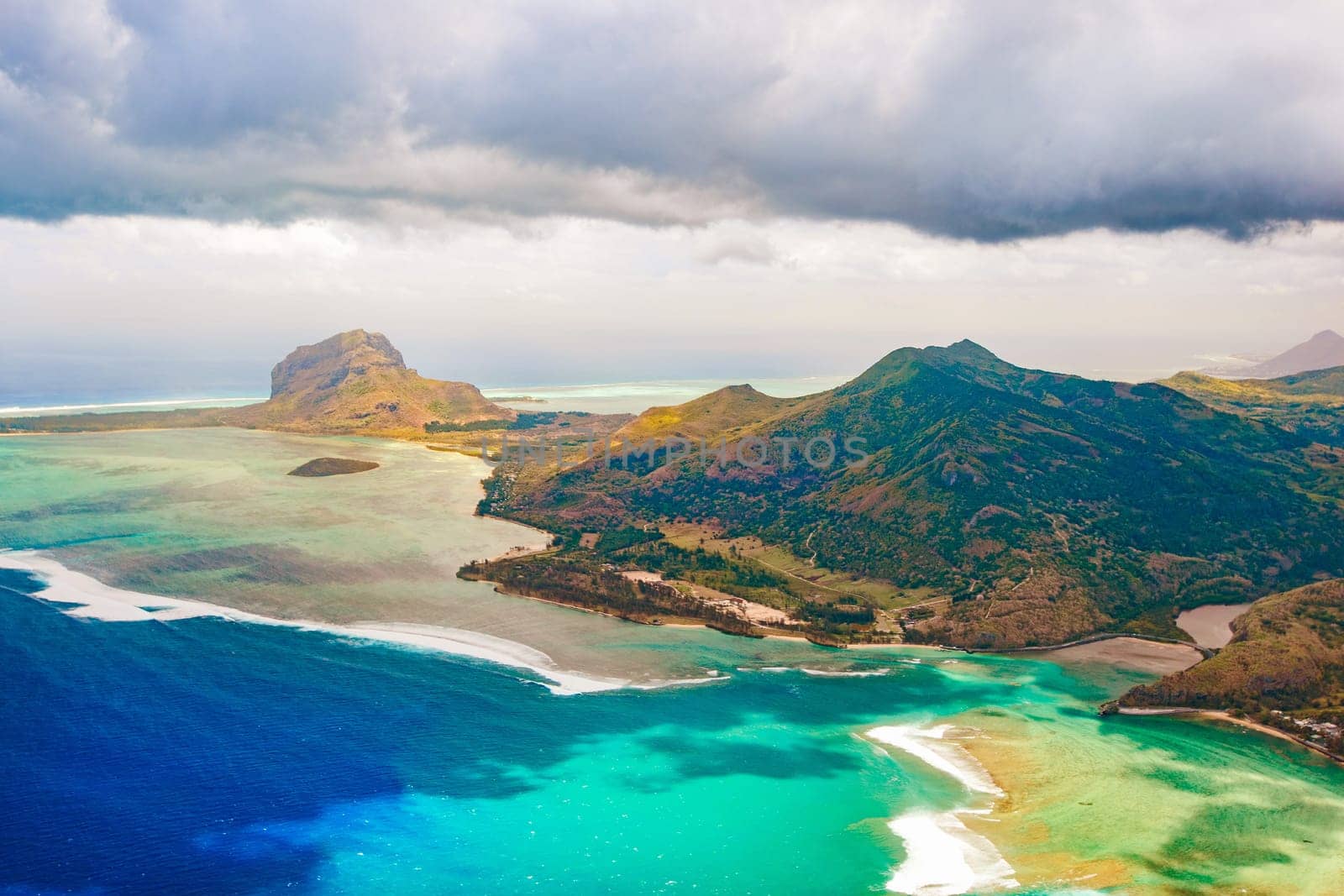 Aerial view of Le Morn Brabant. Mauritius
