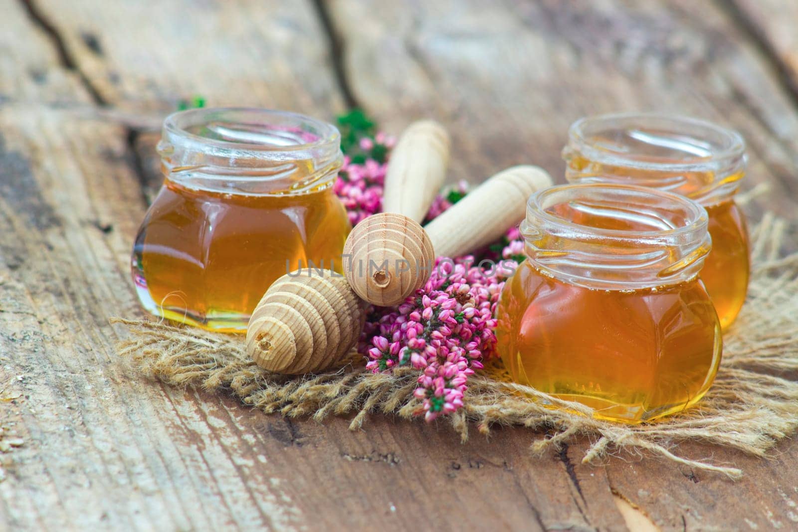 herbal honey with heather flowers