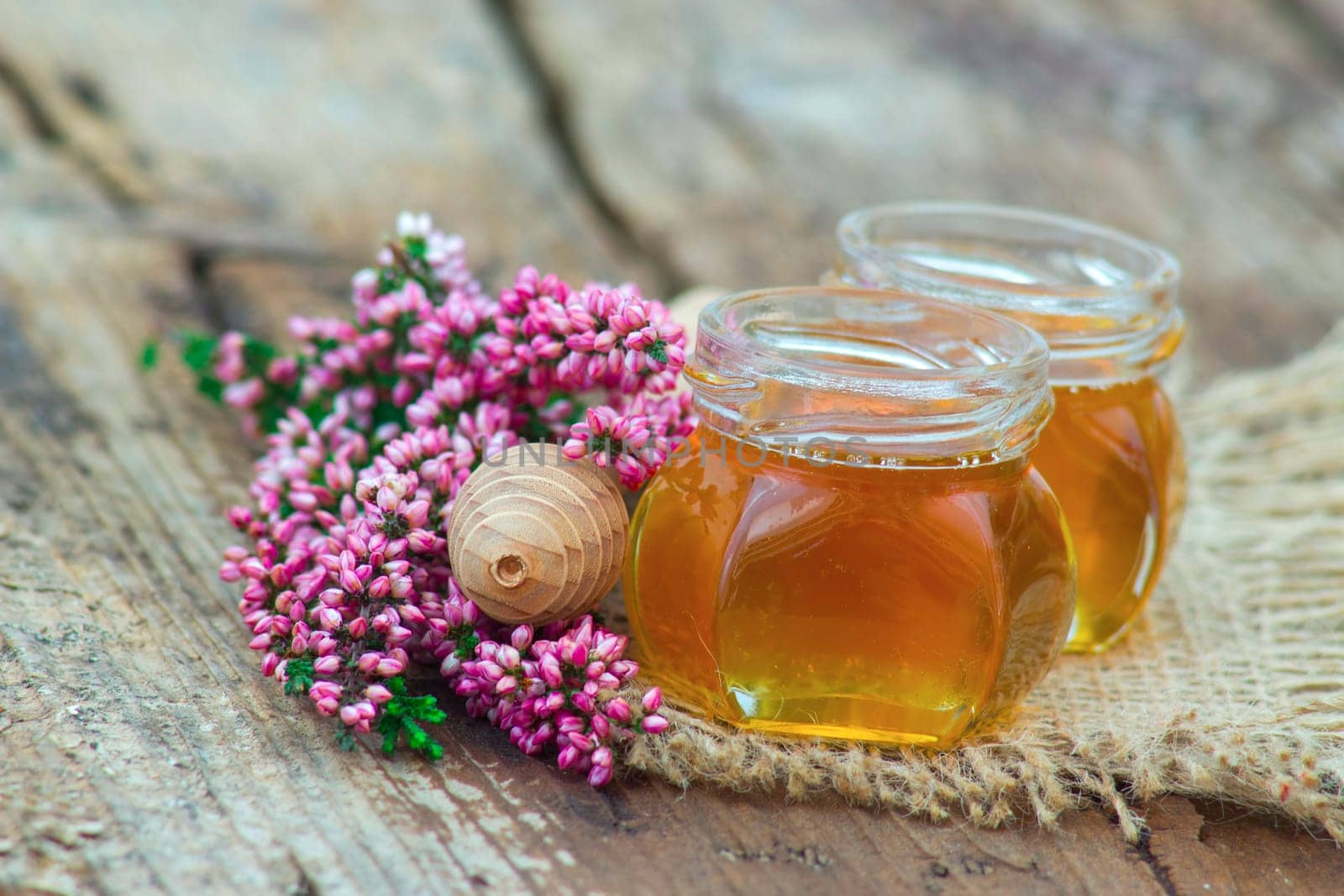 herbal honey with heather flowers