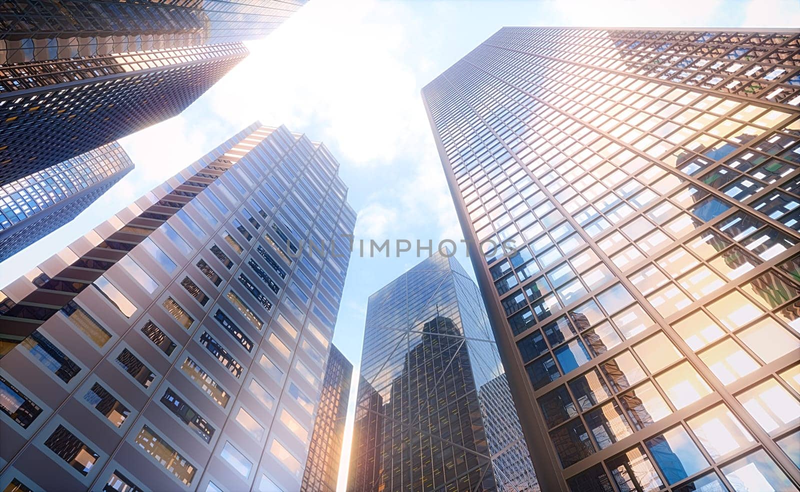 Conceptual image of buildings, perspective futuristic vision.