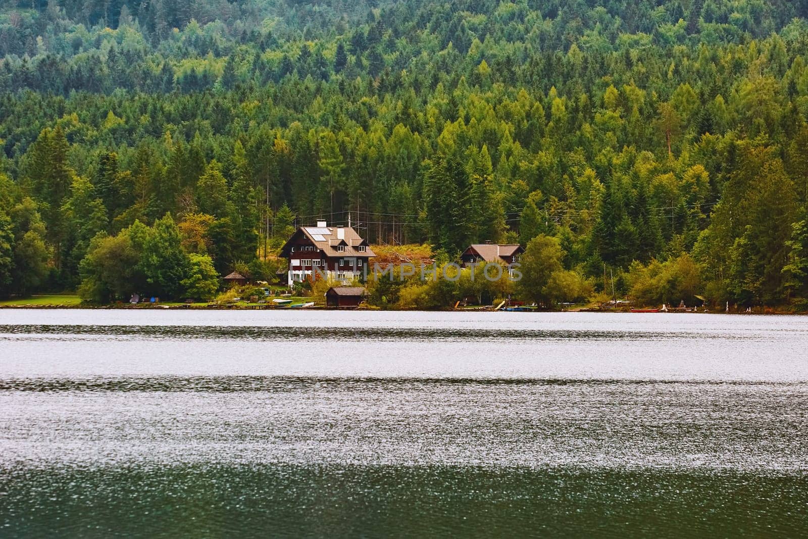 Houses on the Bank of Lake in Austria