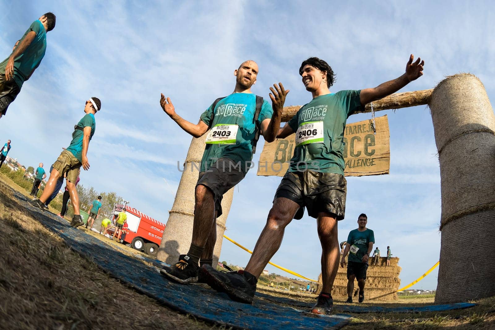 ESTARREJA, PORTUGAL - SEPTEMBER 23: Athletes crossing the finish line at the Biorace on september 23, 2017 in Estarreja, Portugal.